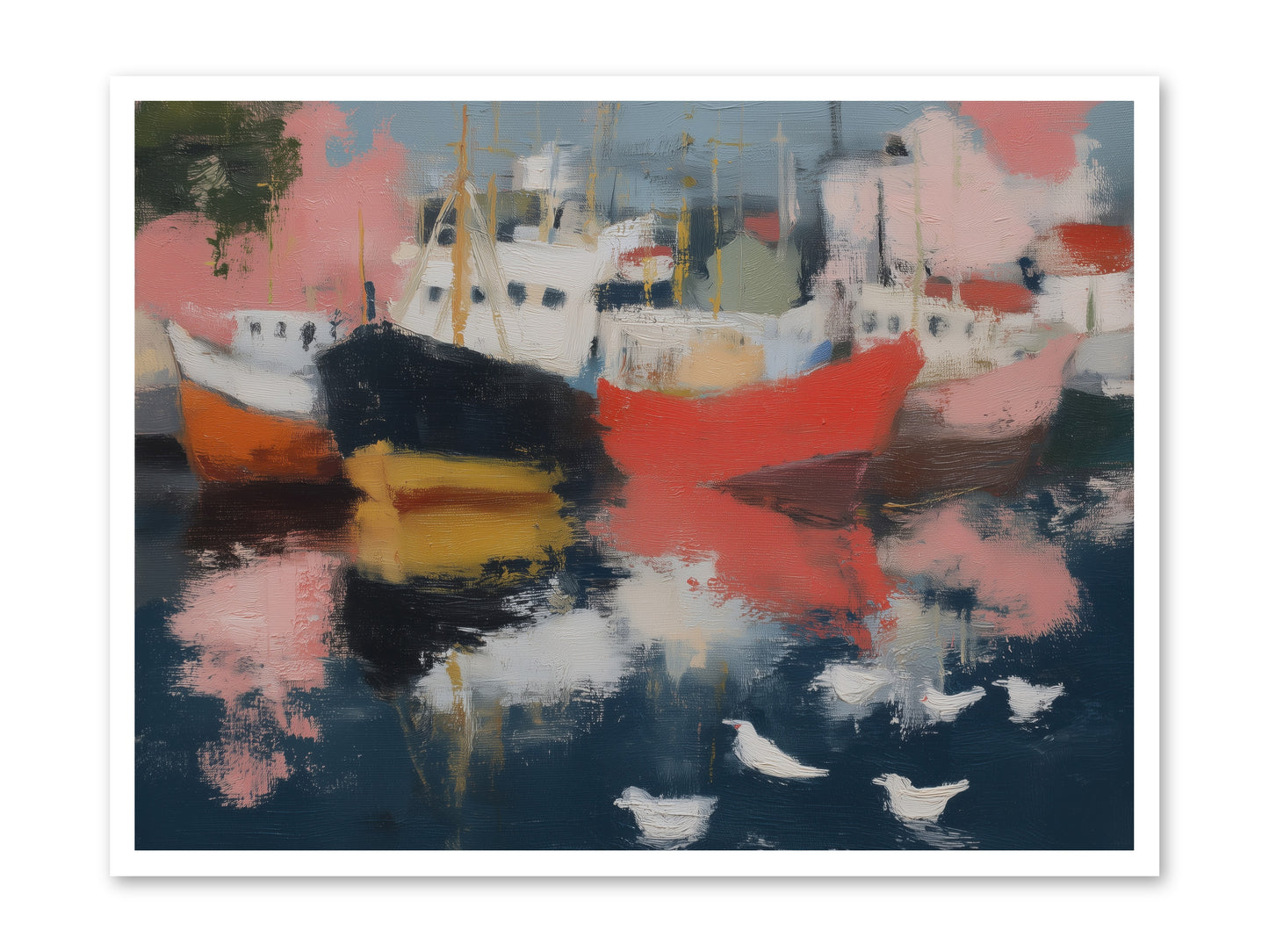 Harbor's Mirror Magic -- Loose Canvas Print 40x30