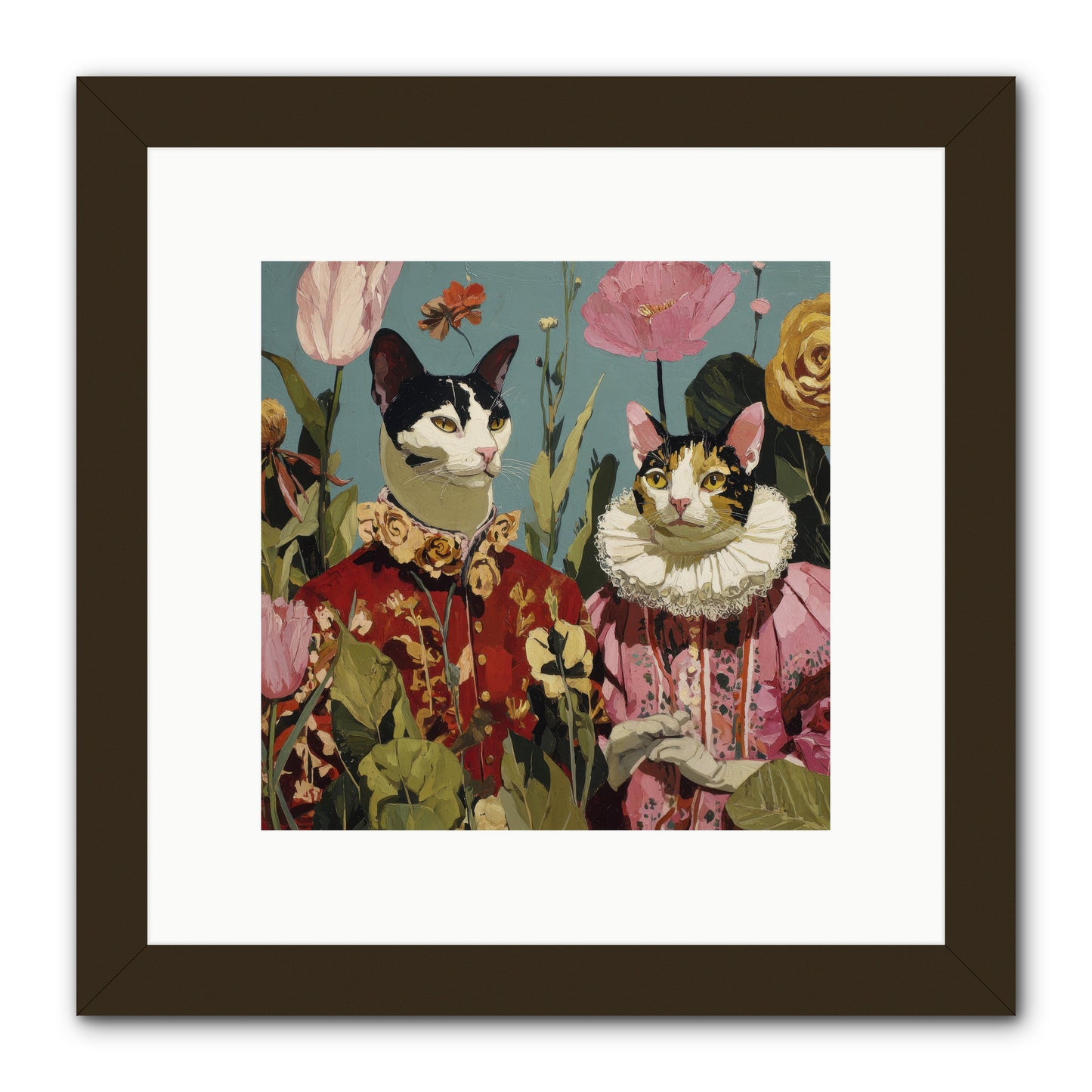 Harlequin Garden Society No.1 -- Framed Print - Black 10x10