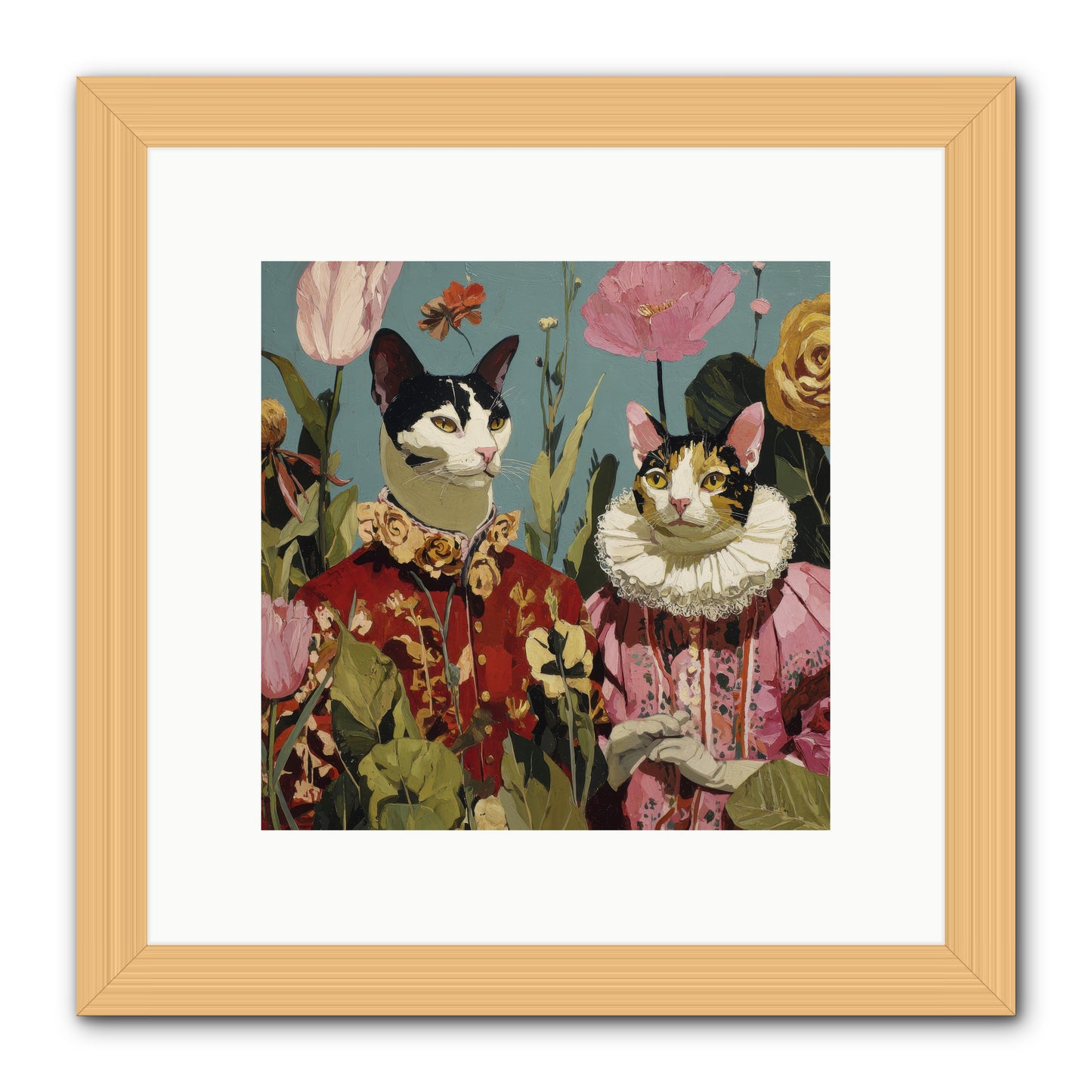 Harlequin Garden Society No.1 -- Framed Print - Natural 10x10