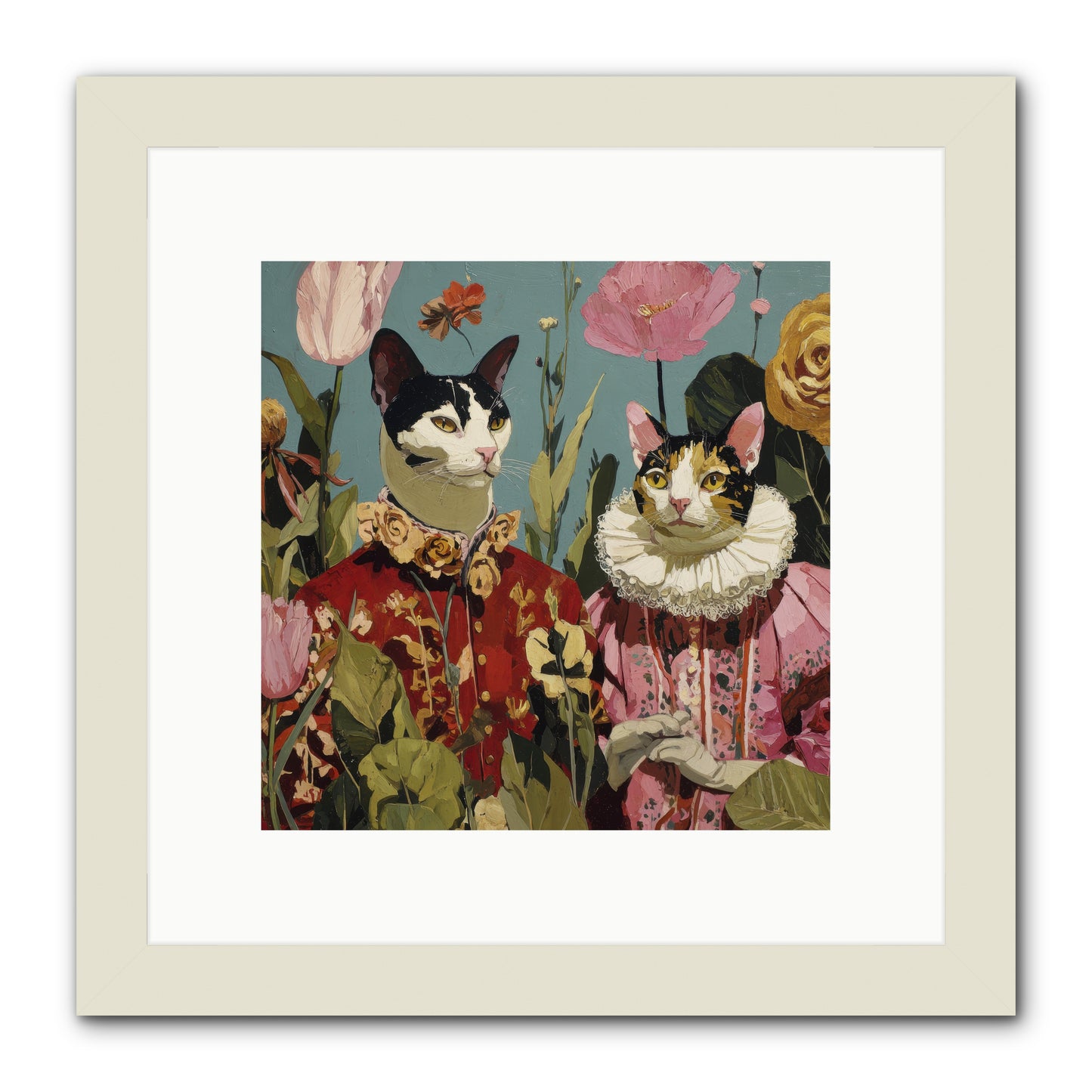 Harlequin Garden Society No.1 -- Framed Print - White 10x10