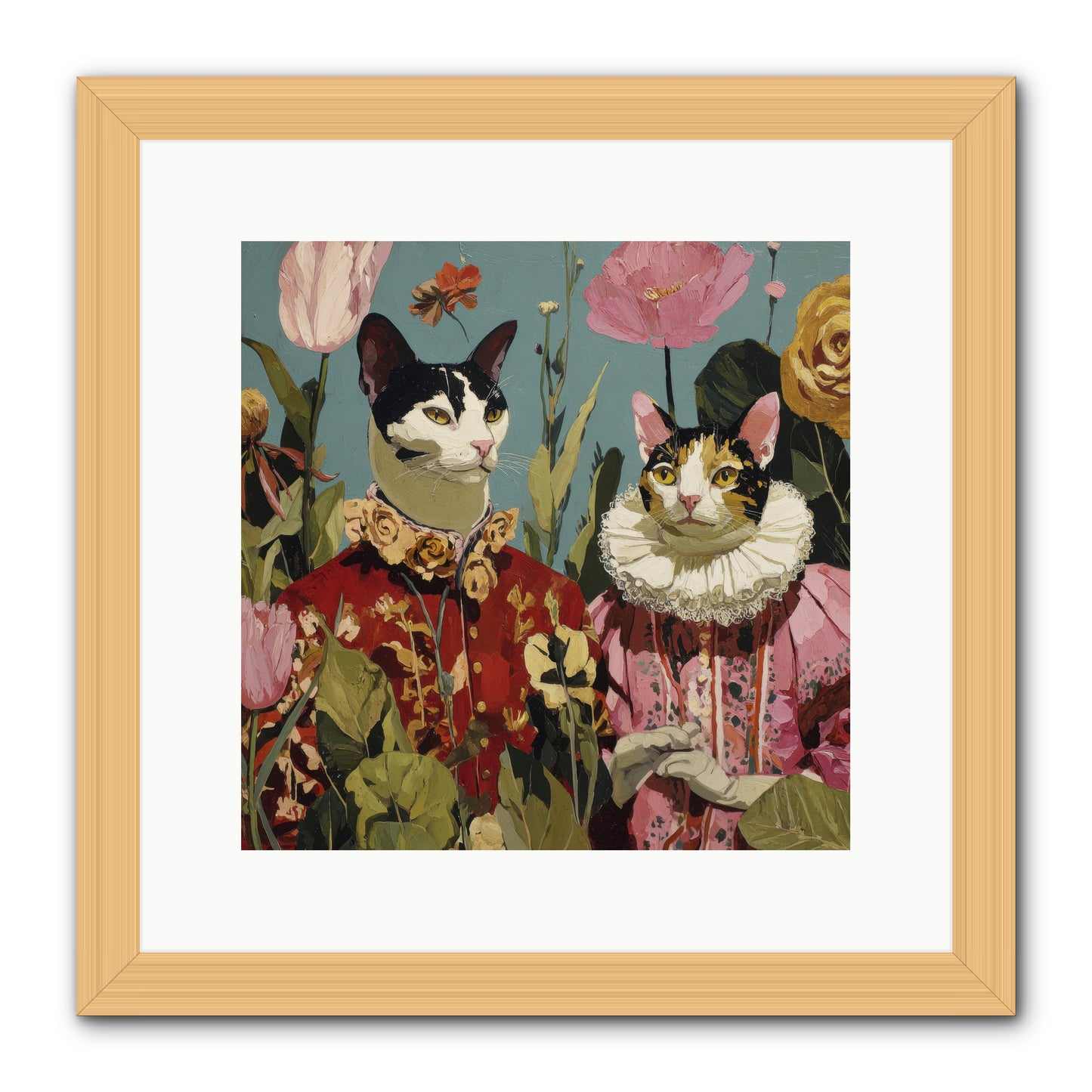 Harlequin Garden Society No.1 -- Framed Print - Natural 12x12