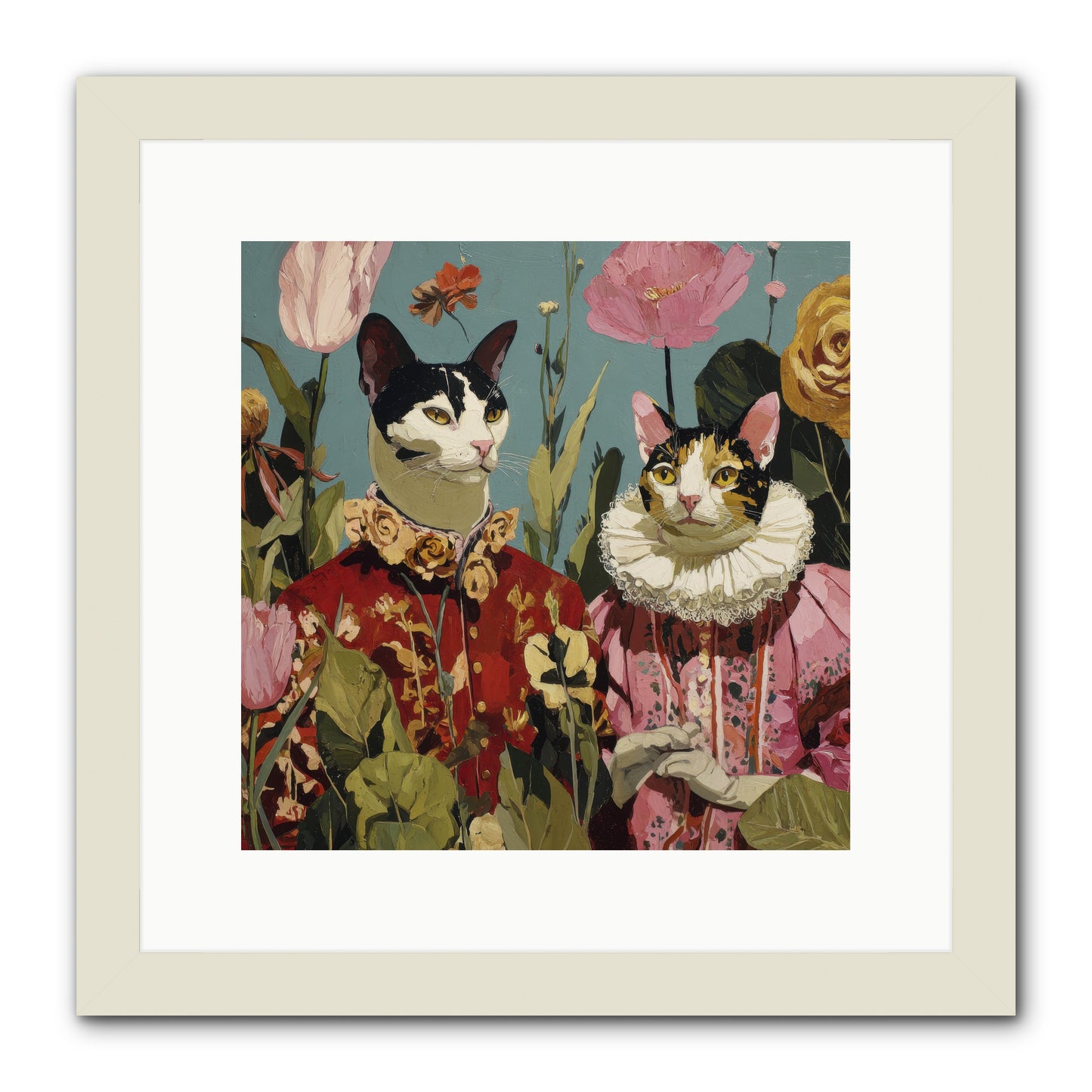 Harlequin Garden Society No.1 -- Framed Print - White 12x12