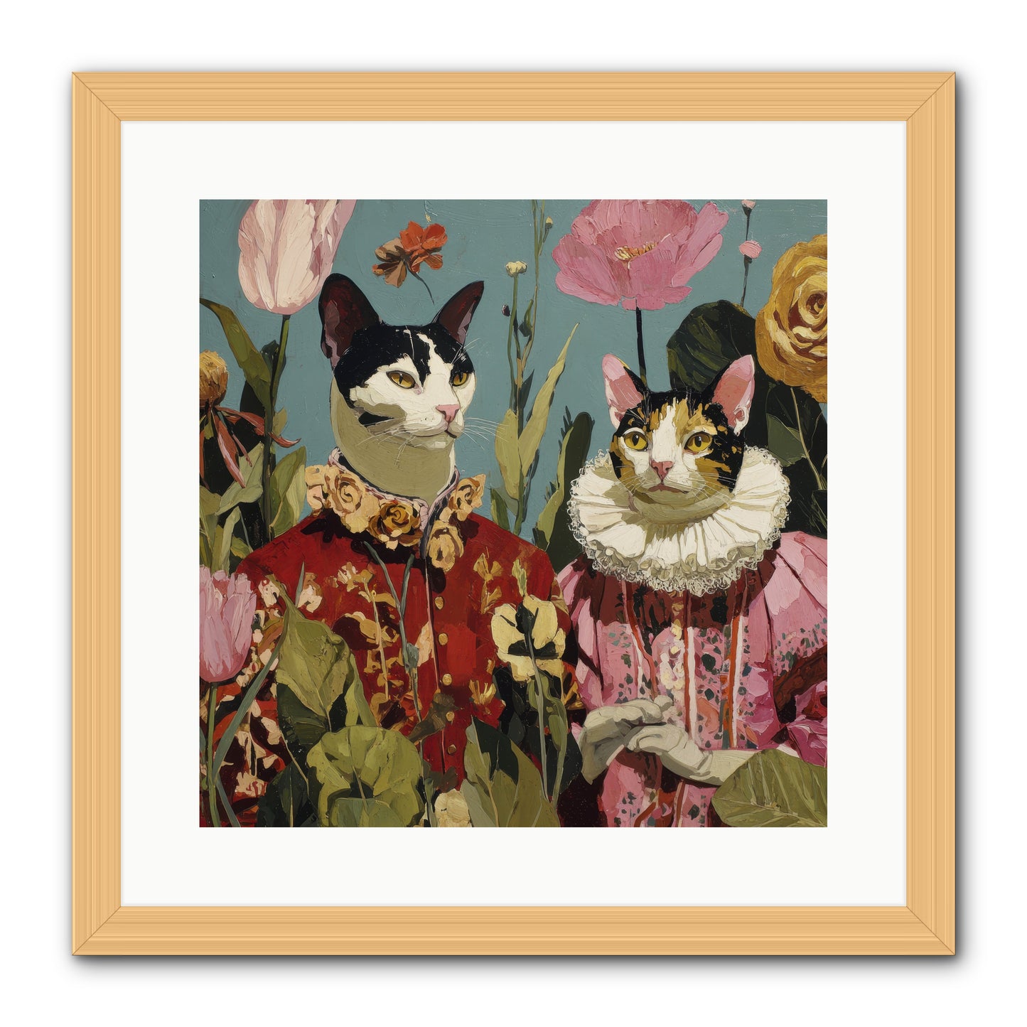 Harlequin Garden Society No.1 -- Framed Print - Natural 16x16