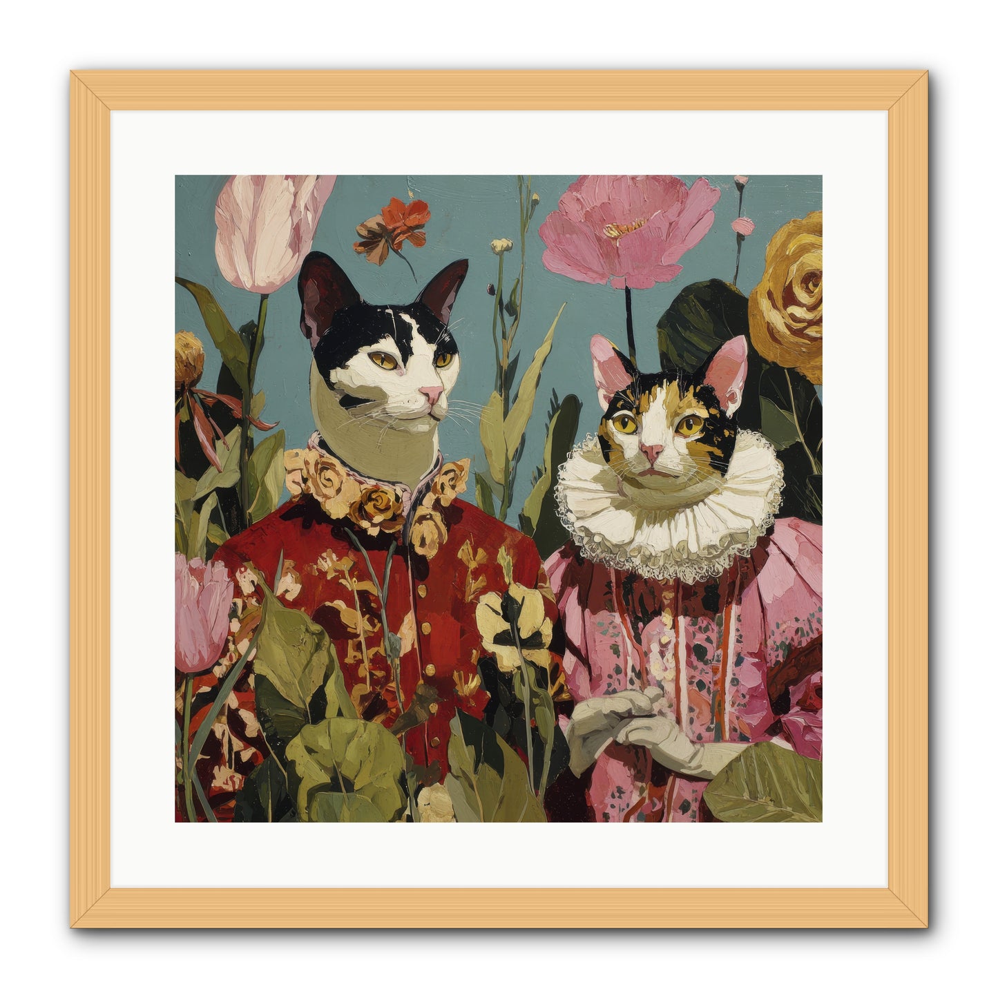 Harlequin Garden Society No.1 -- Framed Print - Natural 20x20