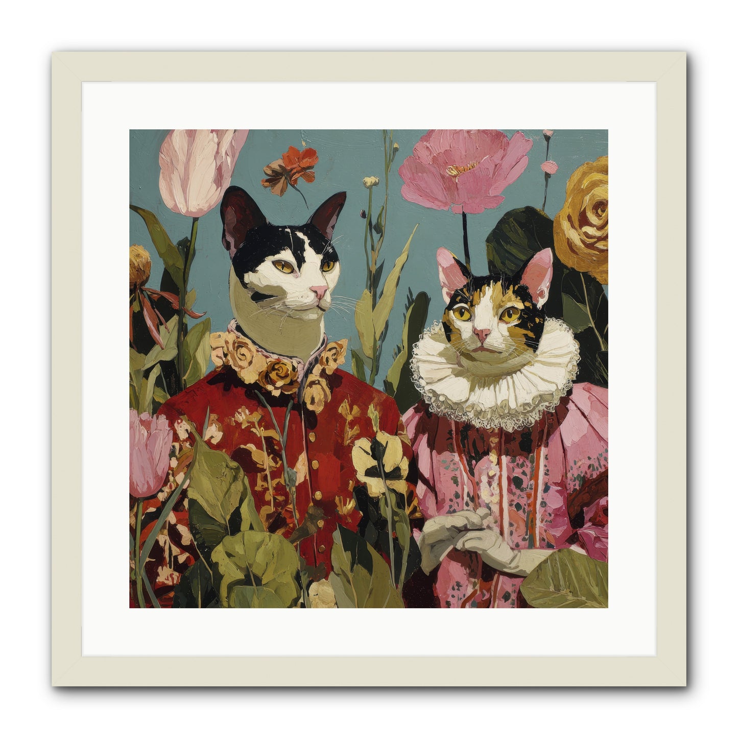 Harlequin Garden Society No.1 -- Framed Print - White 20x20