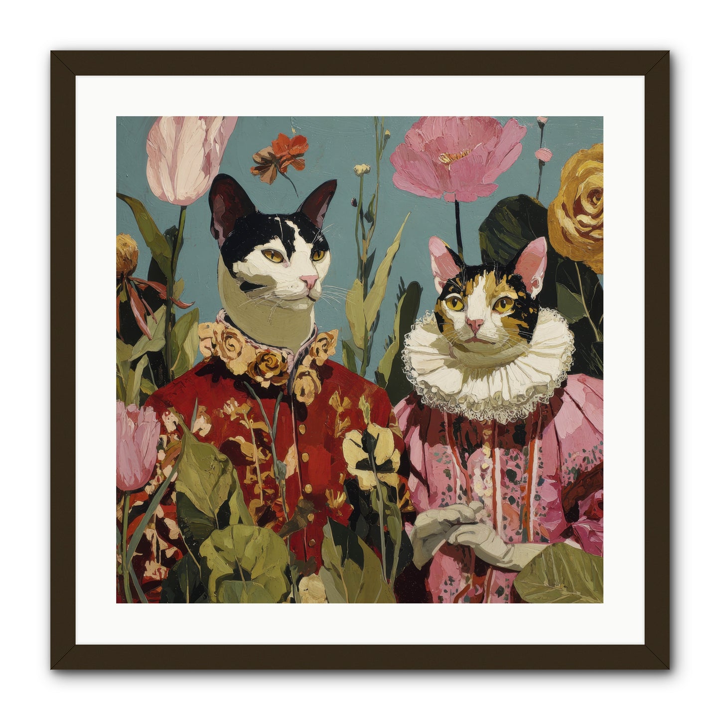 Harlequin Garden Society No.1 -- Framed Print - Black 24x24