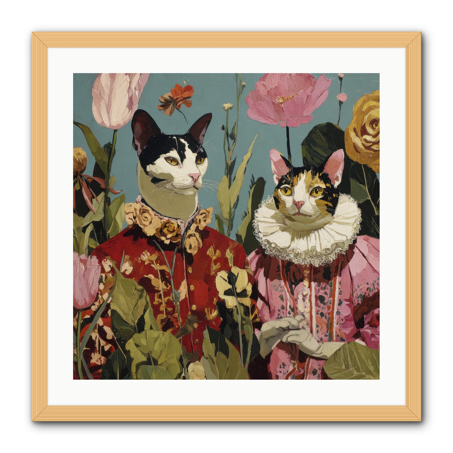 Harlequin Garden Society No.1 -- Framed Print - Natural 24x24