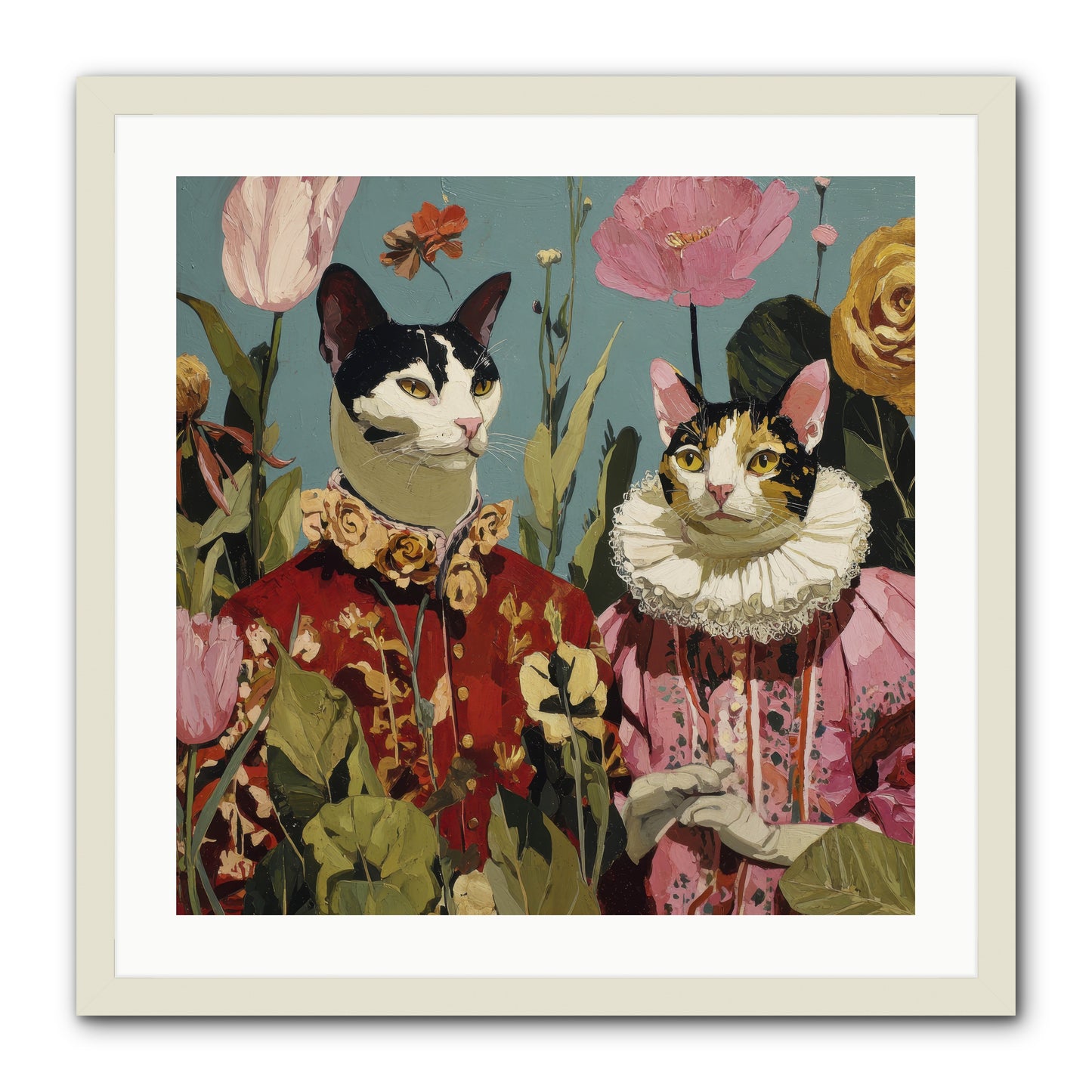 Harlequin Garden Society No.1 -- Framed Print - White 24x24