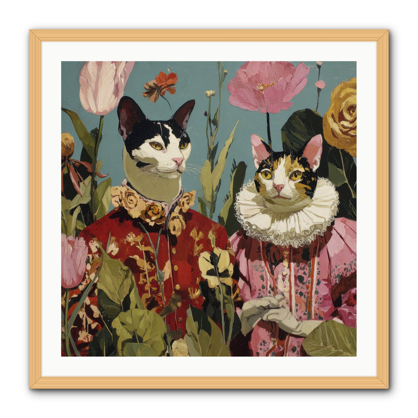 Harlequin Garden Society No.1 -- Framed Print - Natural 30x30