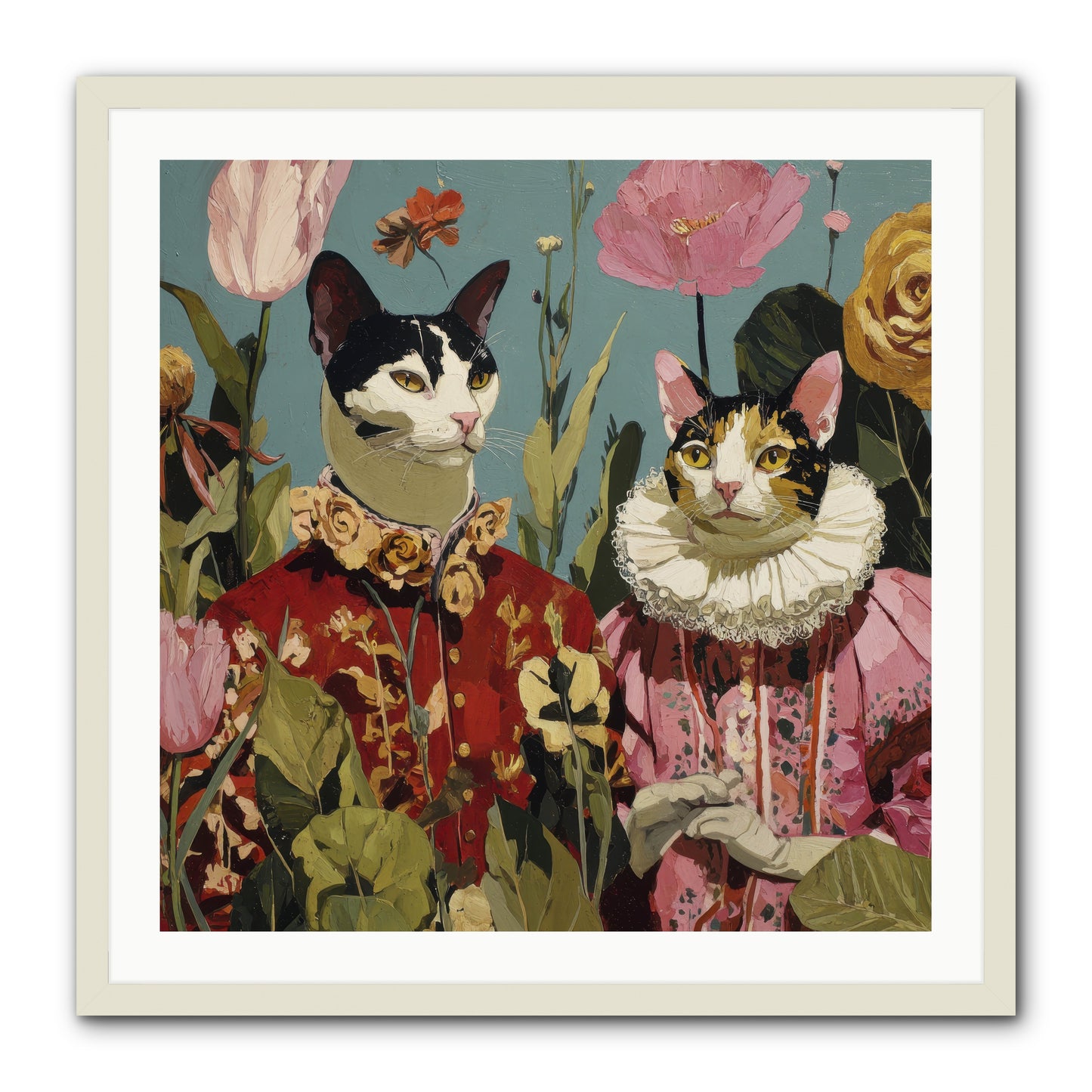 Harlequin Garden Society No.1 -- Framed Print - White 30x30