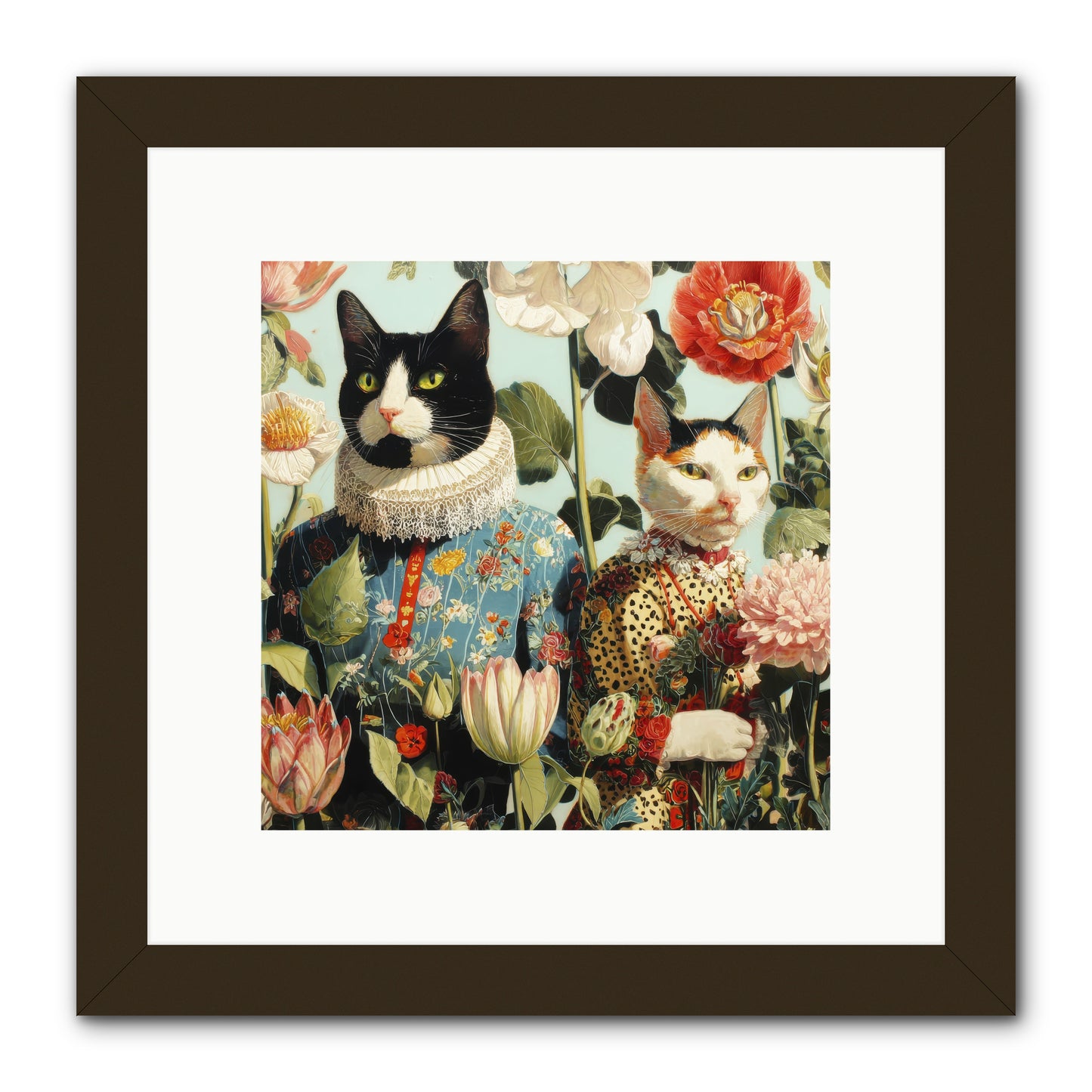 Harlequin Garden Society No.2 -- Framed Print - Black 10x10