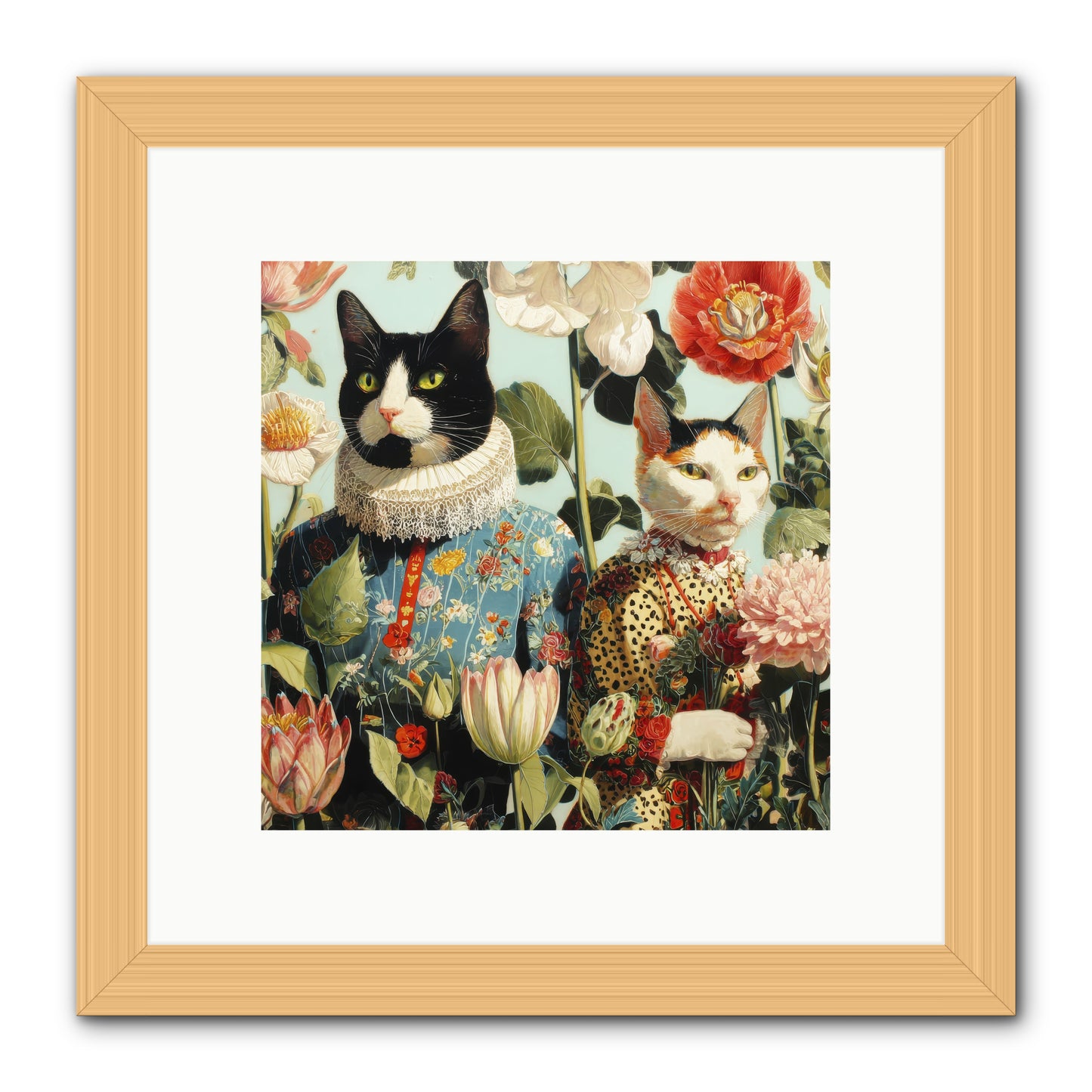 Harlequin Garden Society No.2 -- Framed Print - Natural 10x10