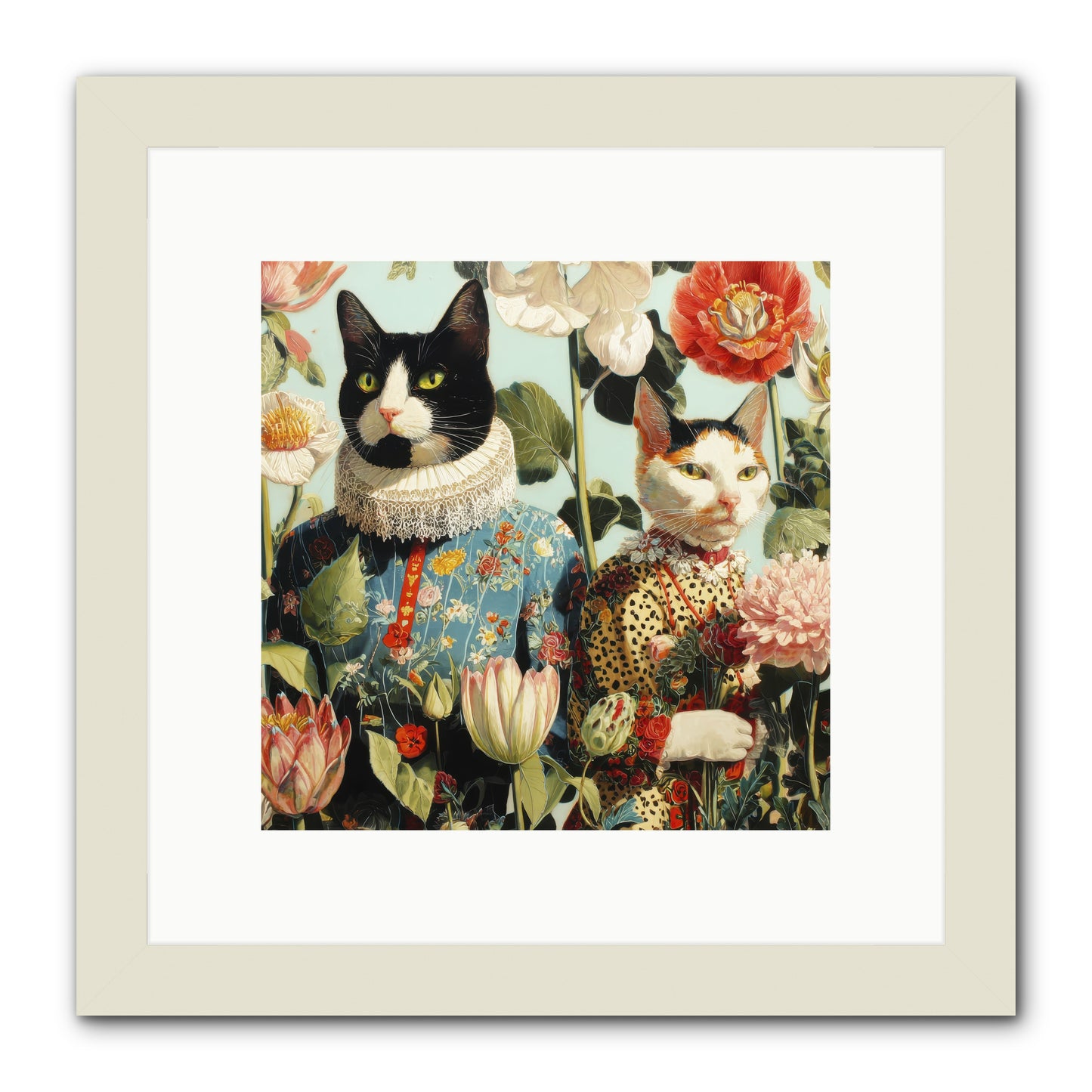 Harlequin Garden Society No.2 -- Framed Print - White 10x10