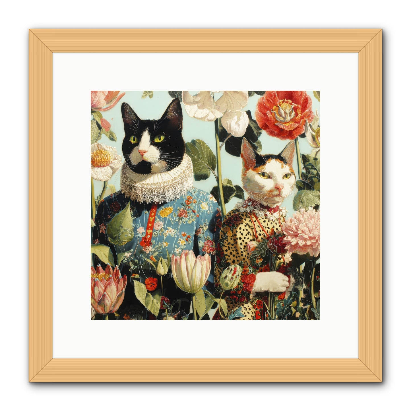 Harlequin Garden Society No.2 -- Framed Print - Natural 12x12