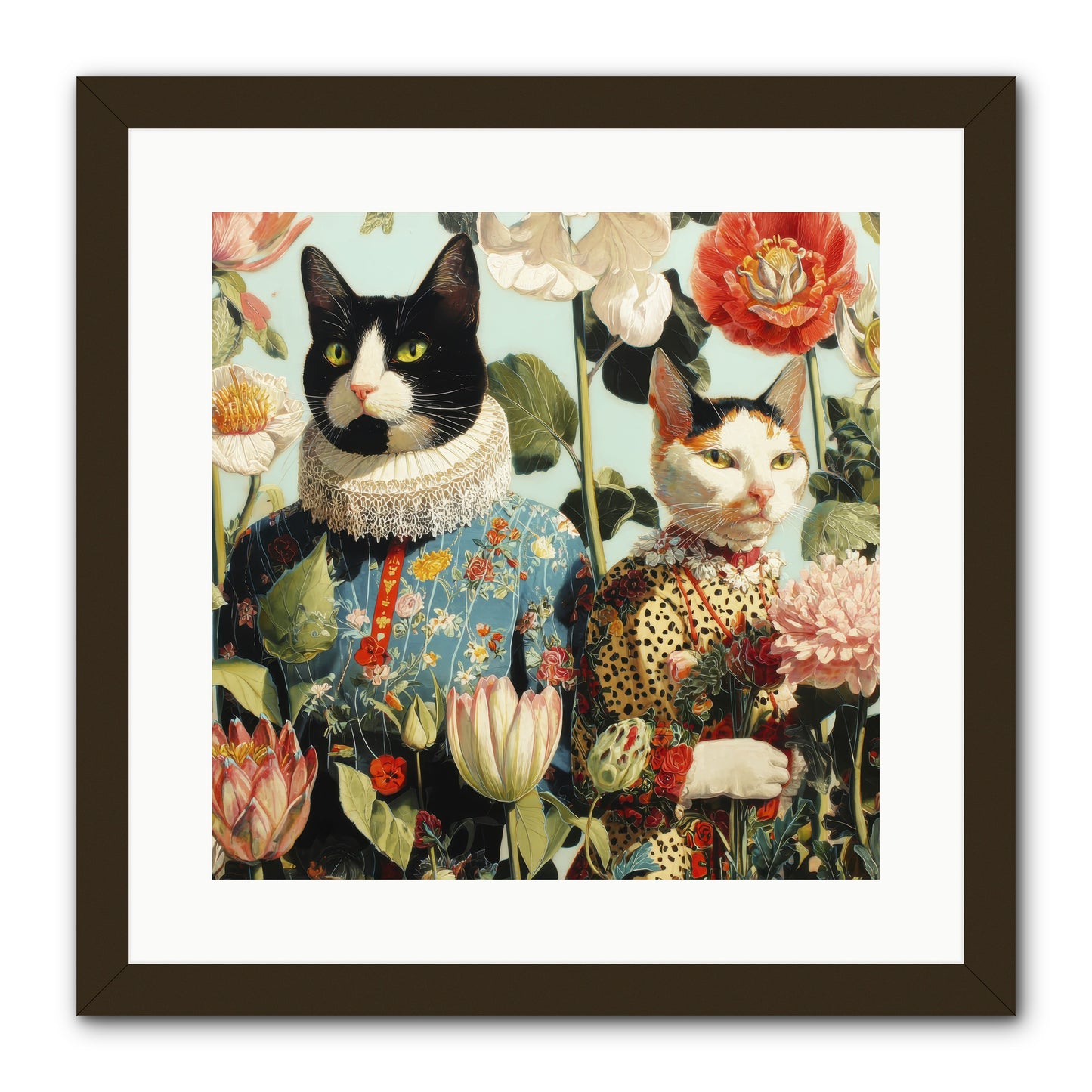Harlequin Garden Society No.2 -- Framed Print - Black 16x16