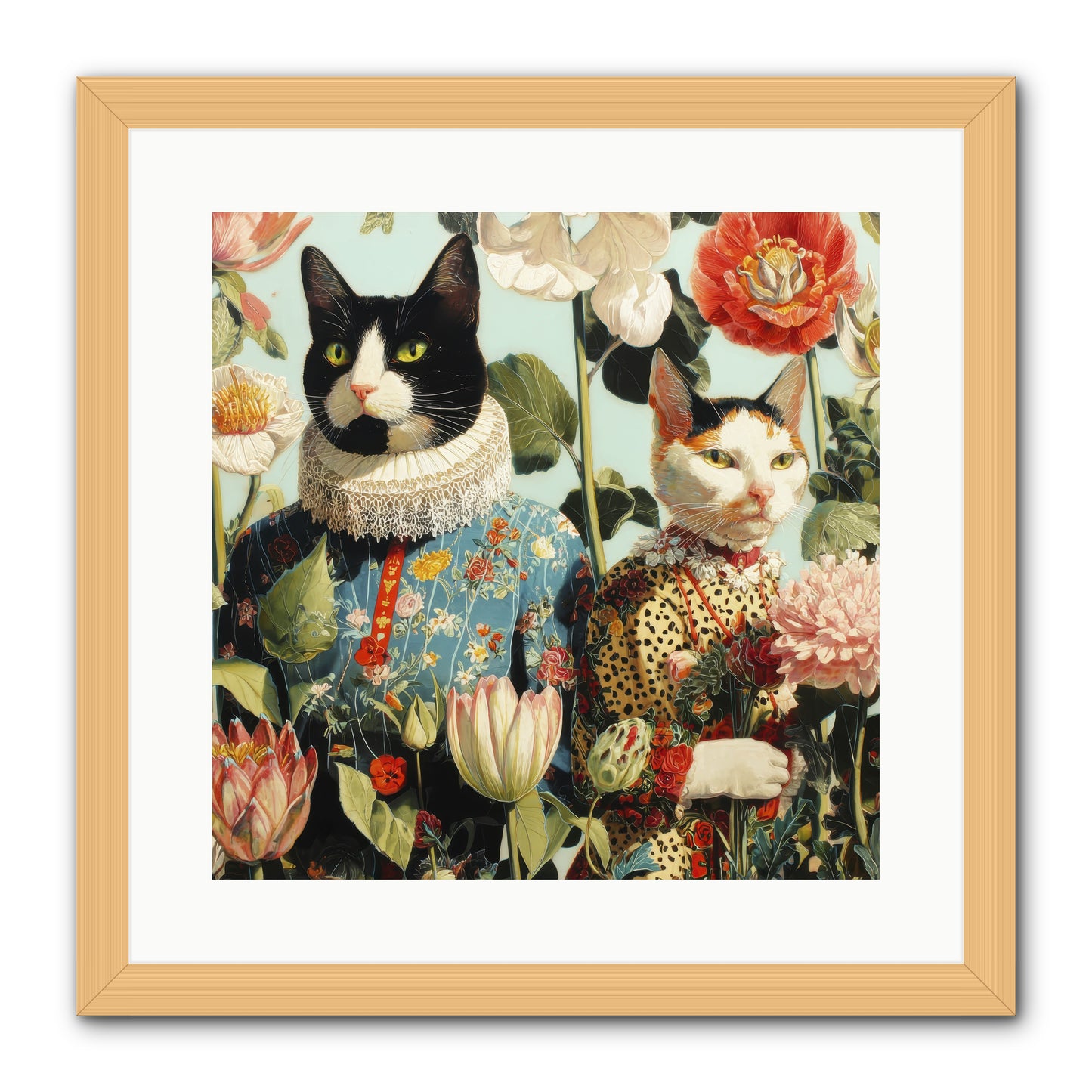 Harlequin Garden Society No.2 -- Framed Print - Natural 16x16