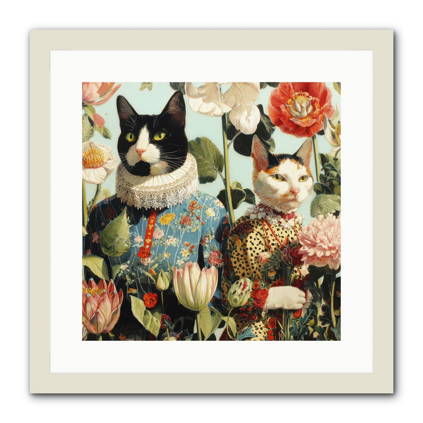 Harlequin Garden Society No.2 -- Framed Print - White 16x16