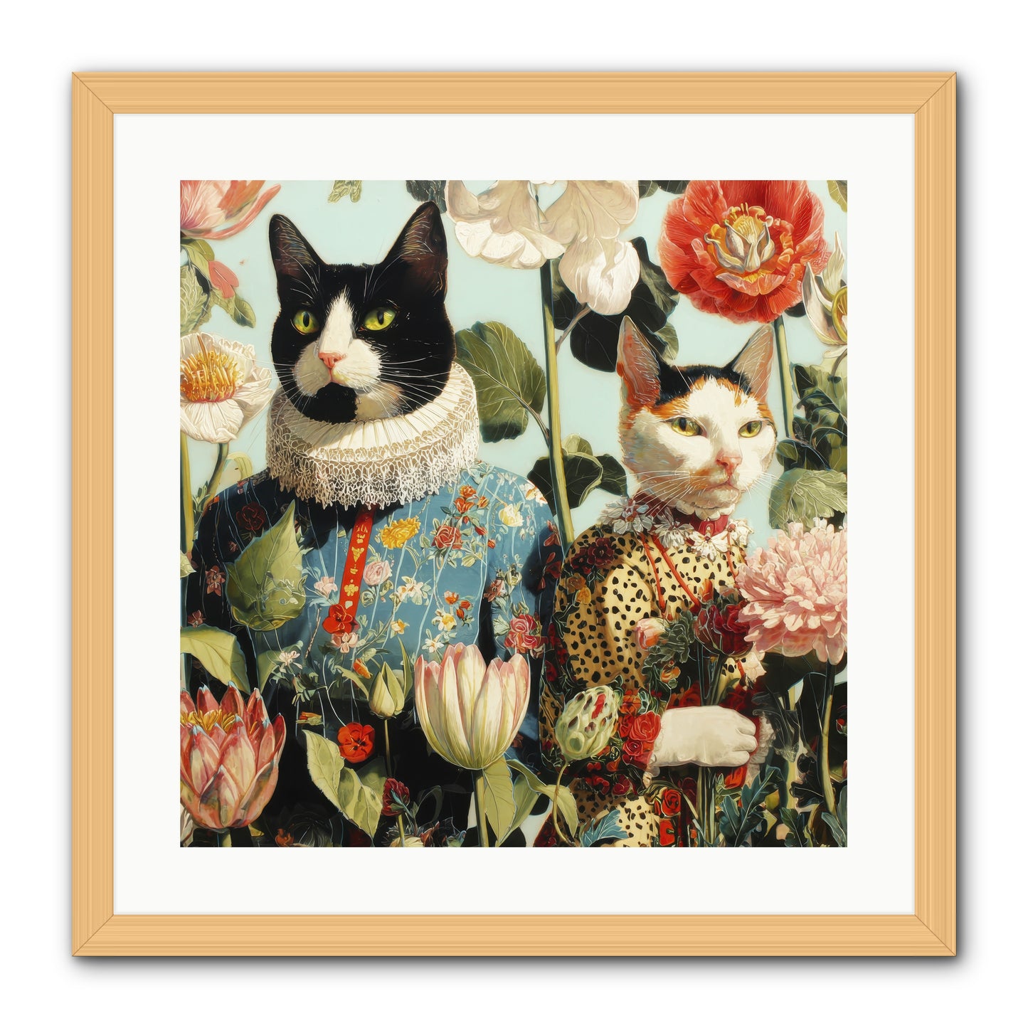 Harlequin Garden Society No.2 -- Framed Print - Natural 20x20