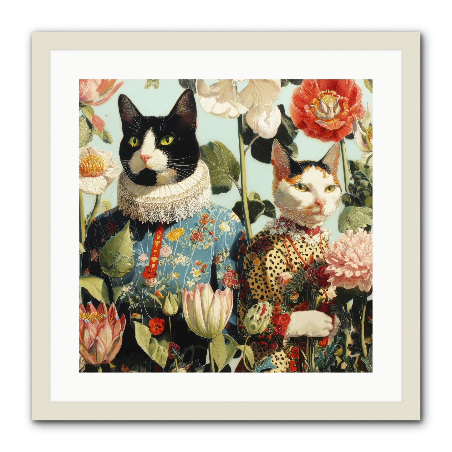 Harlequin Garden Society No.2 -- Framed Print - White 20x20