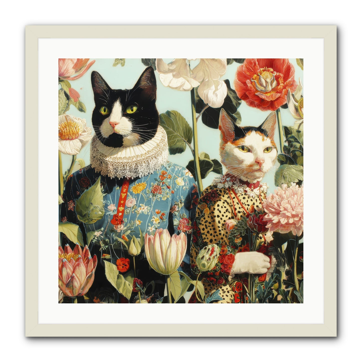 Harlequin Garden Society No.2 -- Framed Print - White 24x24