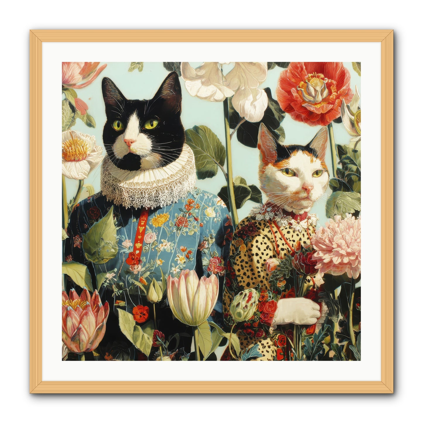 Harlequin Garden Society No.2 -- Framed Print - Natural 30x30