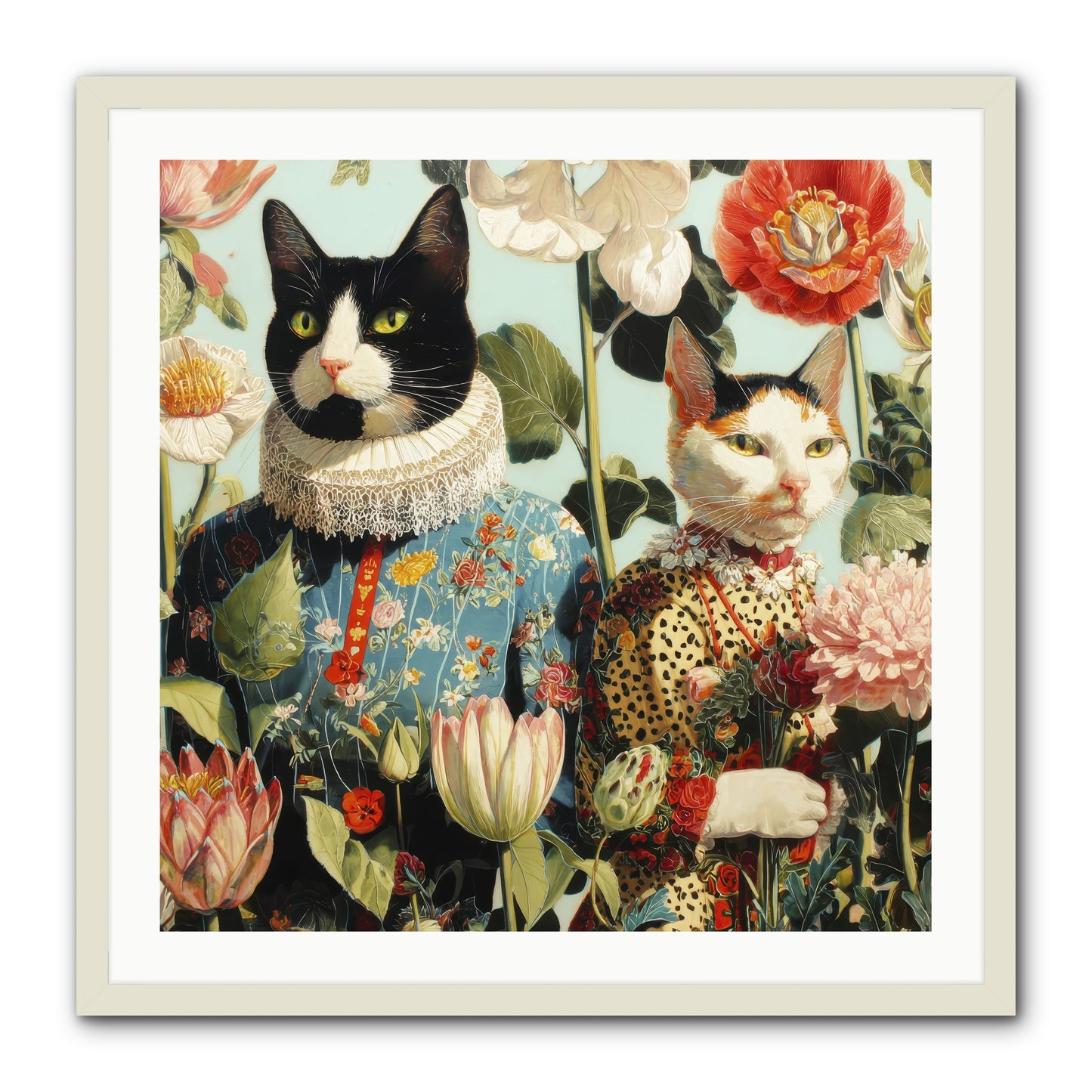 Harlequin Garden Society No.2 -- Framed Print - White 30x30