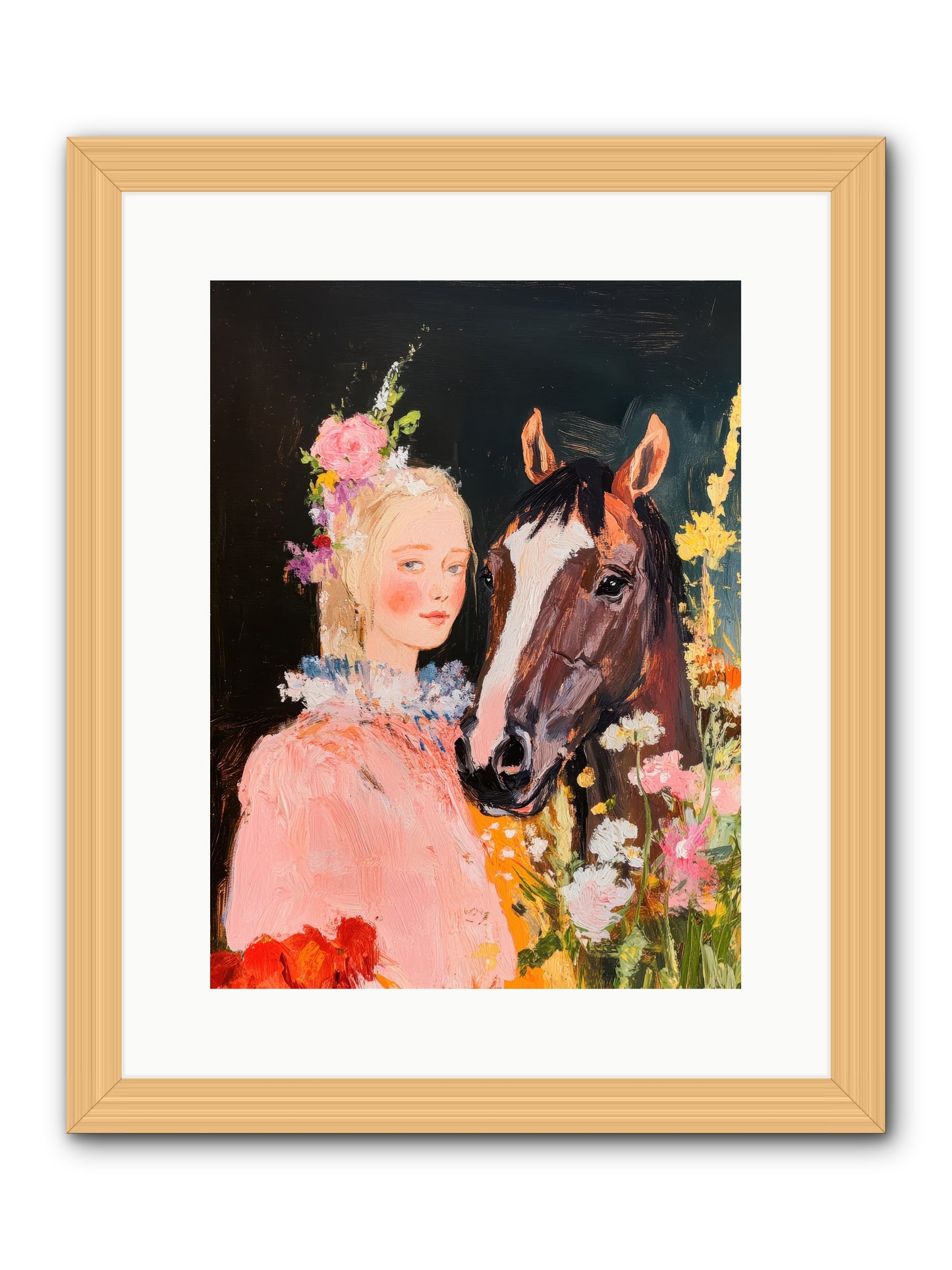 Harvest Moon Rider -- Framed Print - Natural 12x16