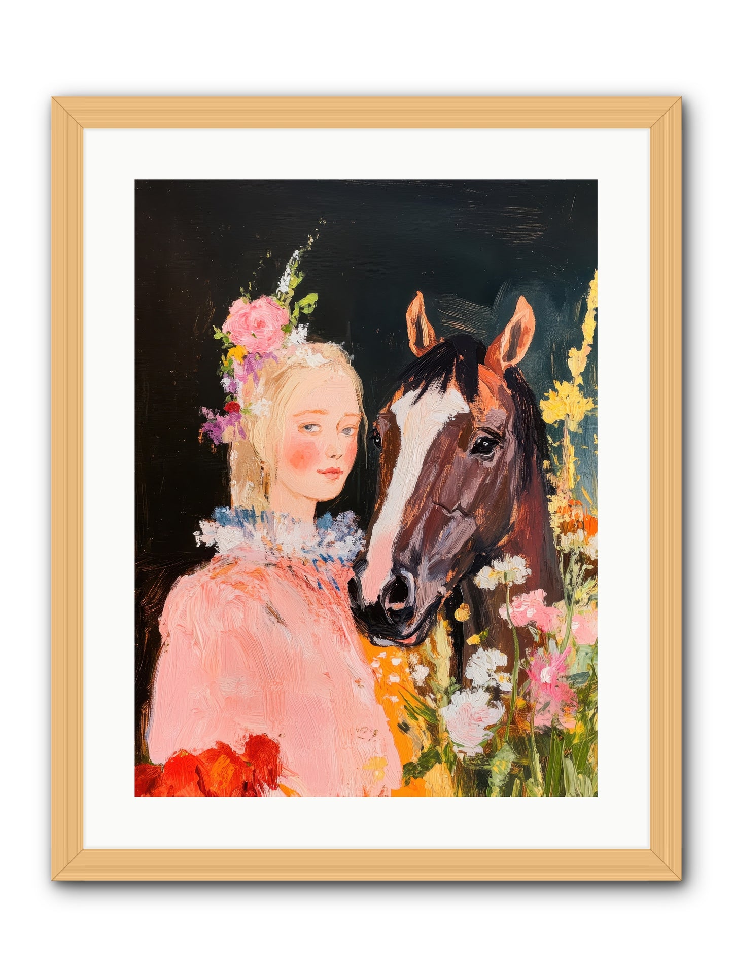 Harvest Moon Rider -- Framed Print - Natural 18x24