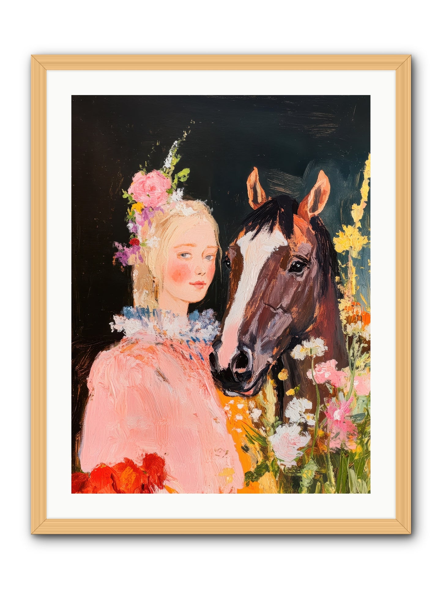 Harvest Moon Rider -- Framed Print - Natural 24x32