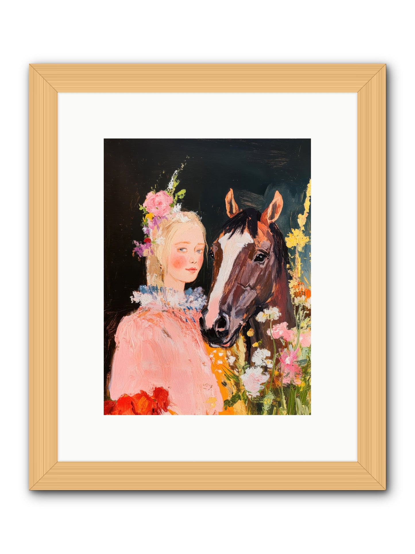 Harvest Moon Rider -- Framed Print - Natural 9x12