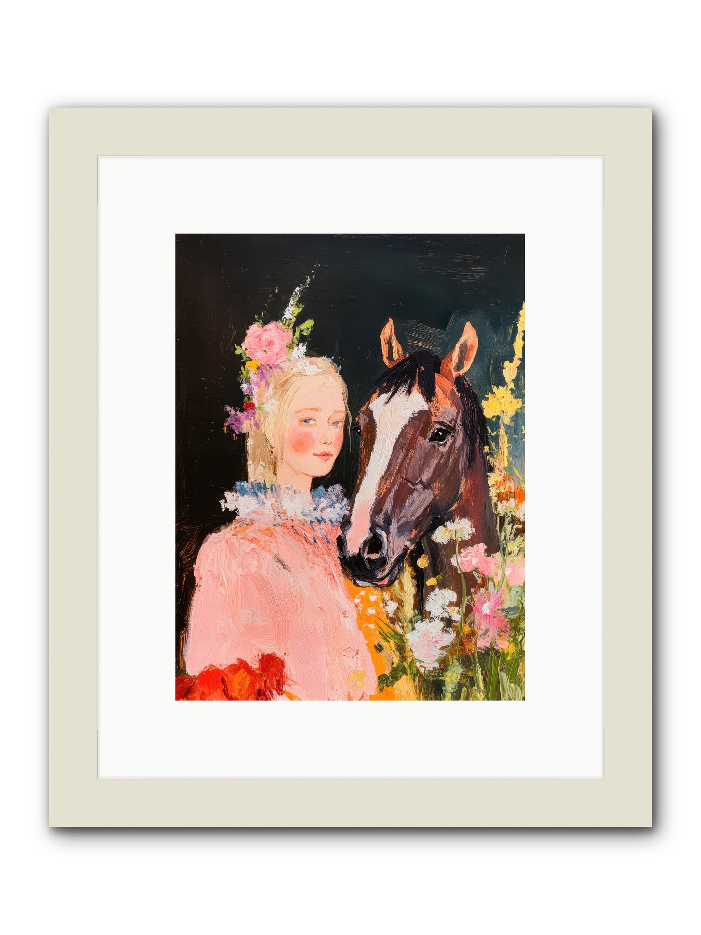 Harvest Moon Rider -- Framed Print - White 9x12