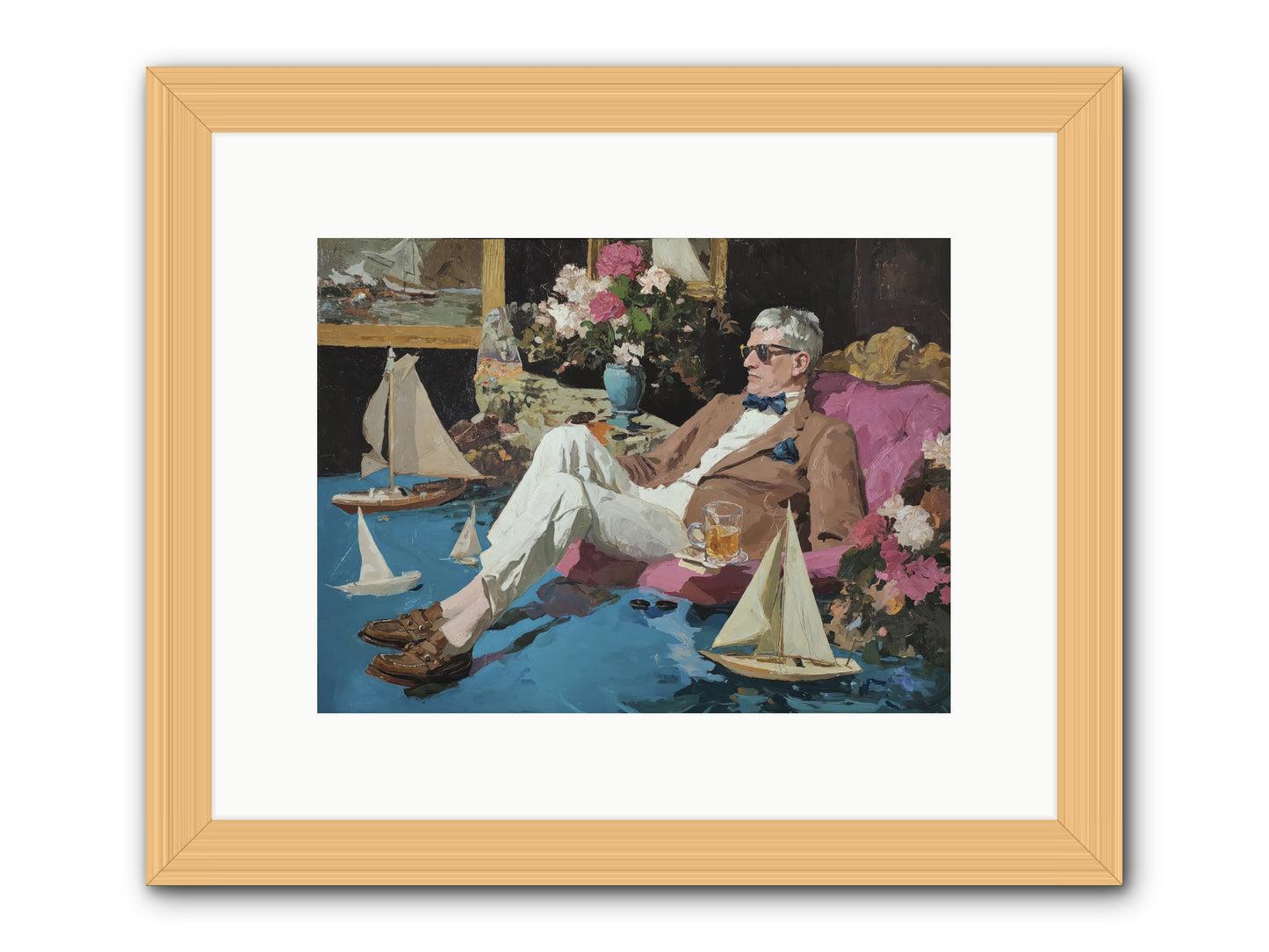 He Called It Working From Home -- Framed Print - Natural 12x9