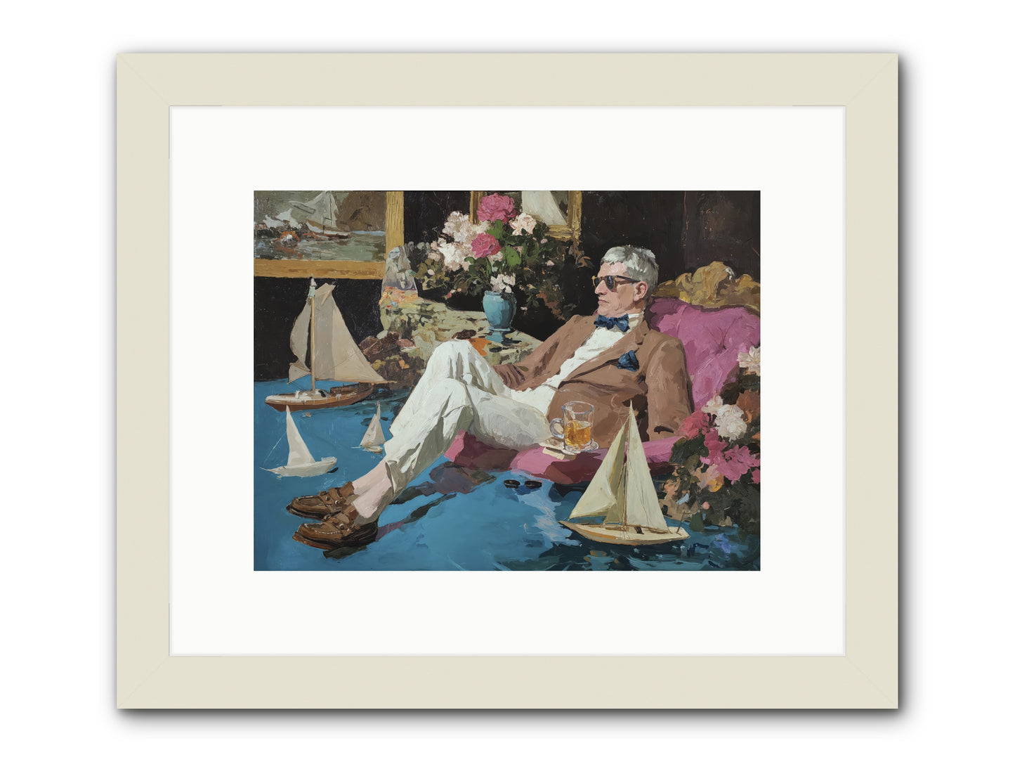 He Called It Working From Home -- Framed Print - White 12x9
