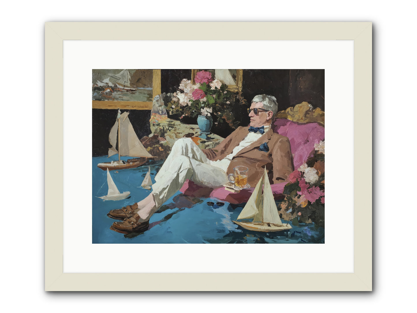 He Called It Working From Home -- Framed Print - White 16x12