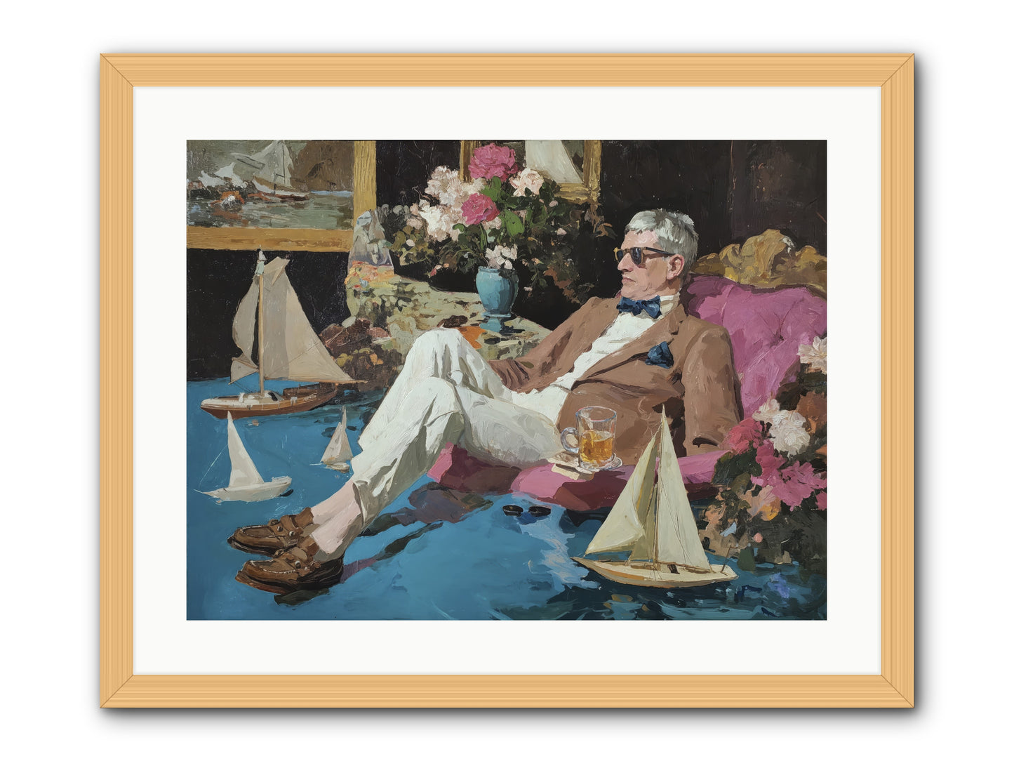 He Called It Working From Home -- Framed Print - Natural 24x18