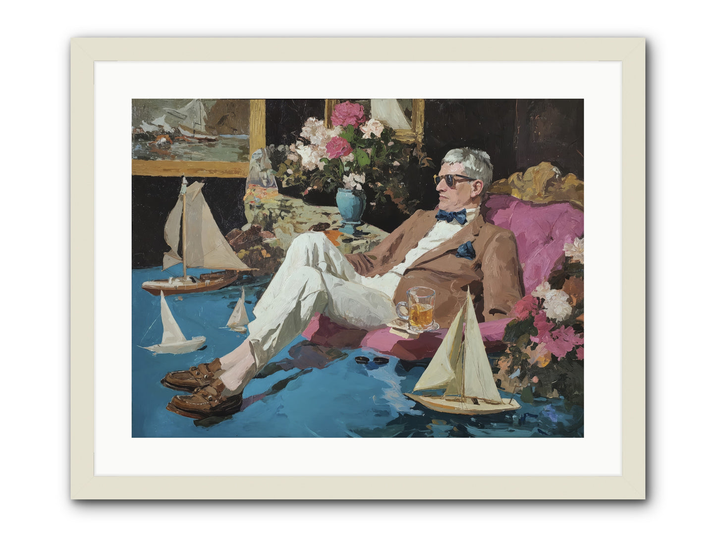 He Called It Working From Home -- Framed Print - White 24x18