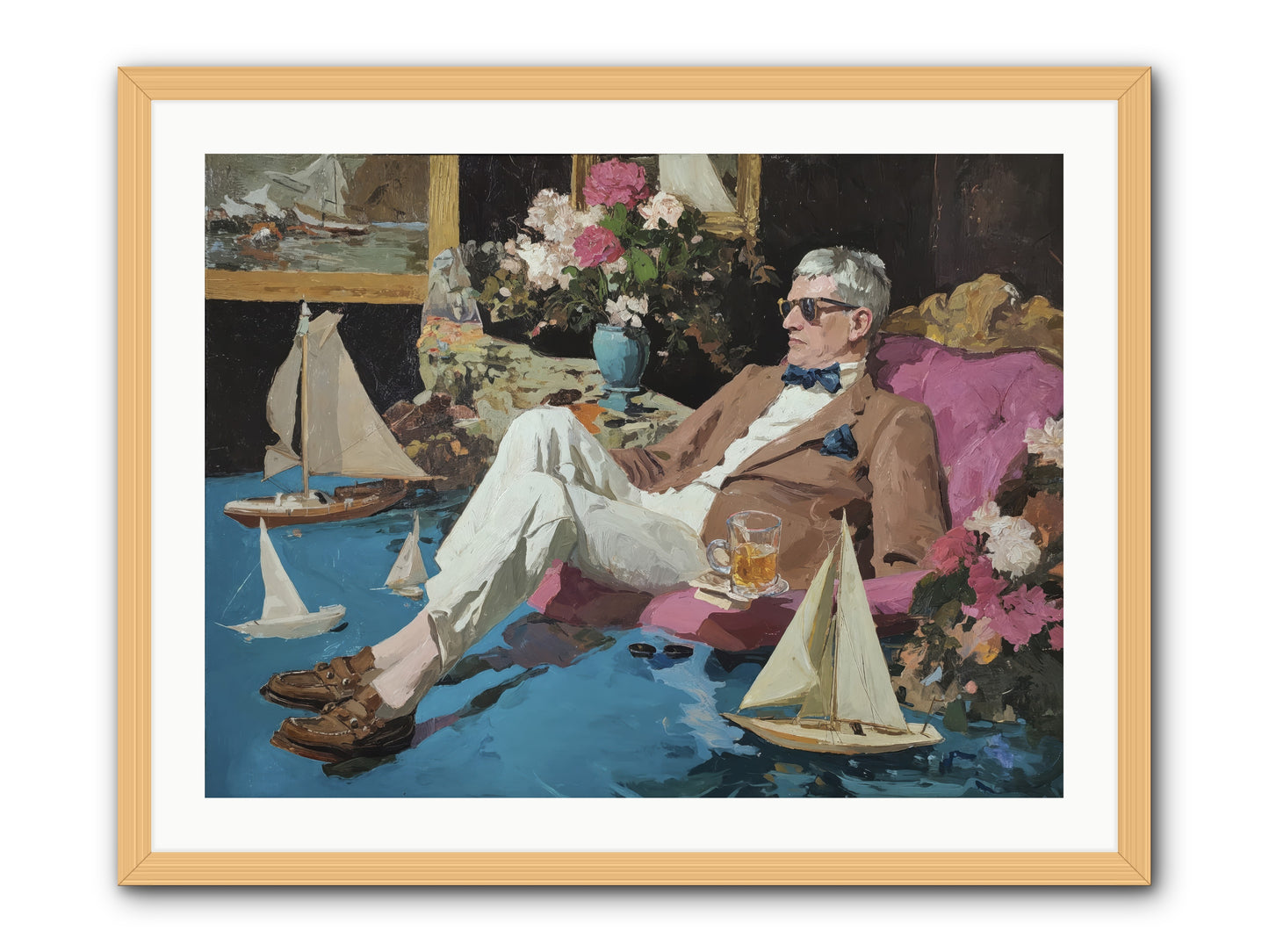 He Called It Working From Home -- Framed Print - Natural 32x24