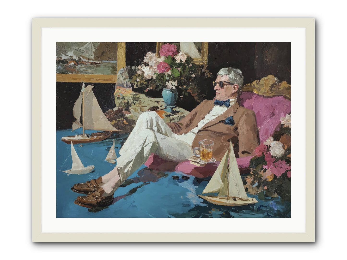 He Called It Working From Home -- Framed Print - White 32x24