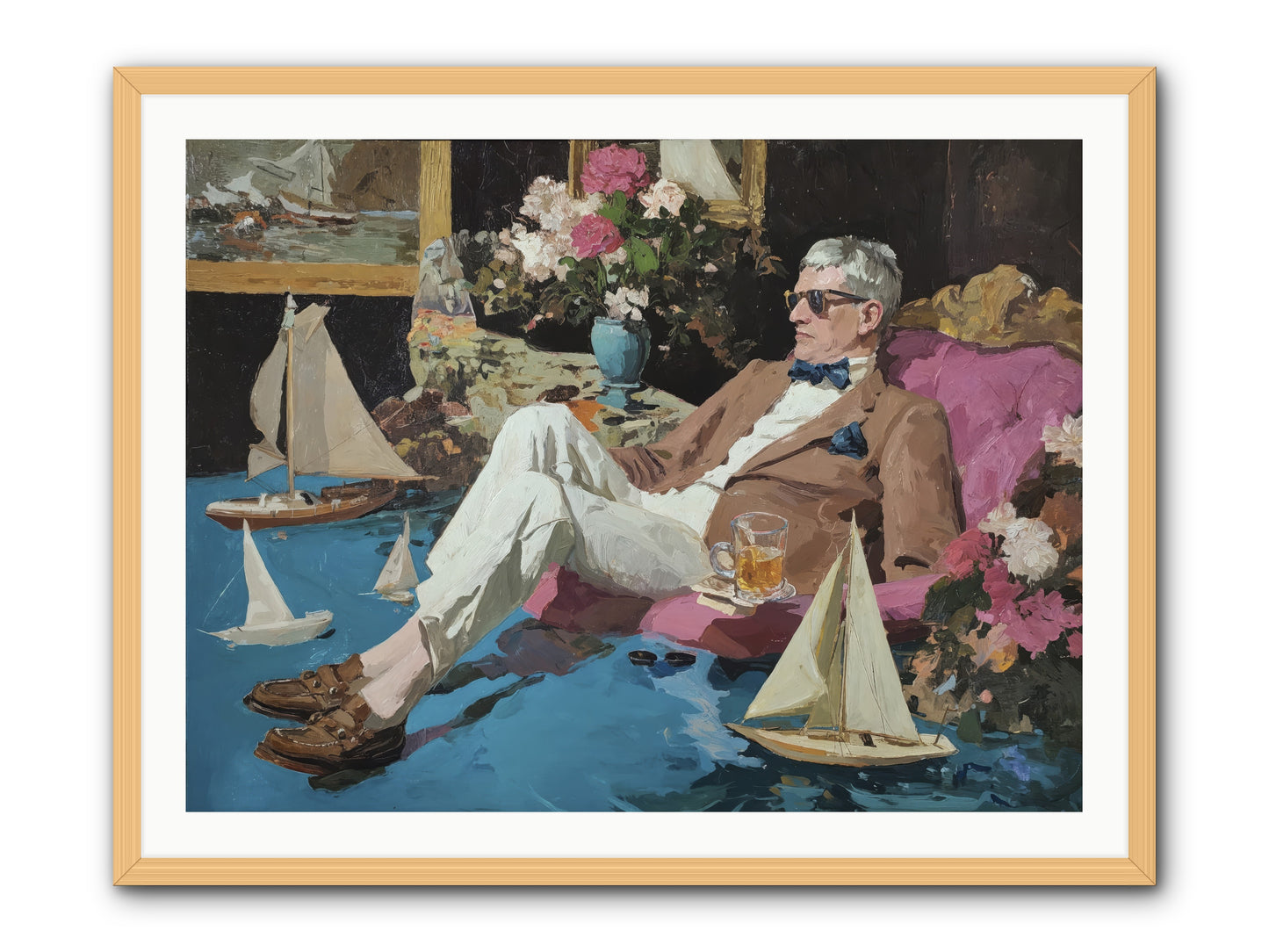 He Called It Working From Home -- Framed Print - Natural 40x30