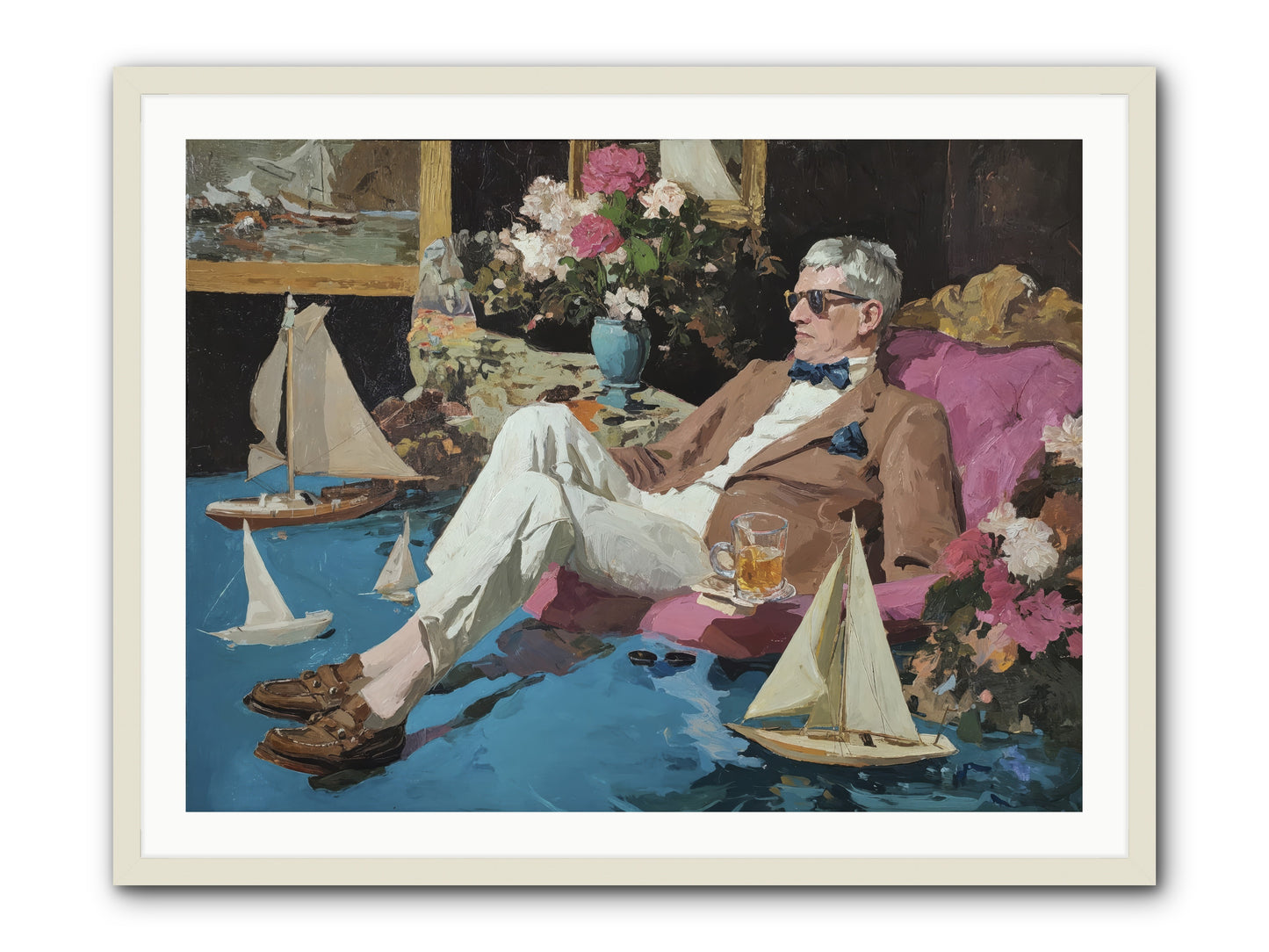 He Called It Working From Home -- Framed Print - White 40x30
