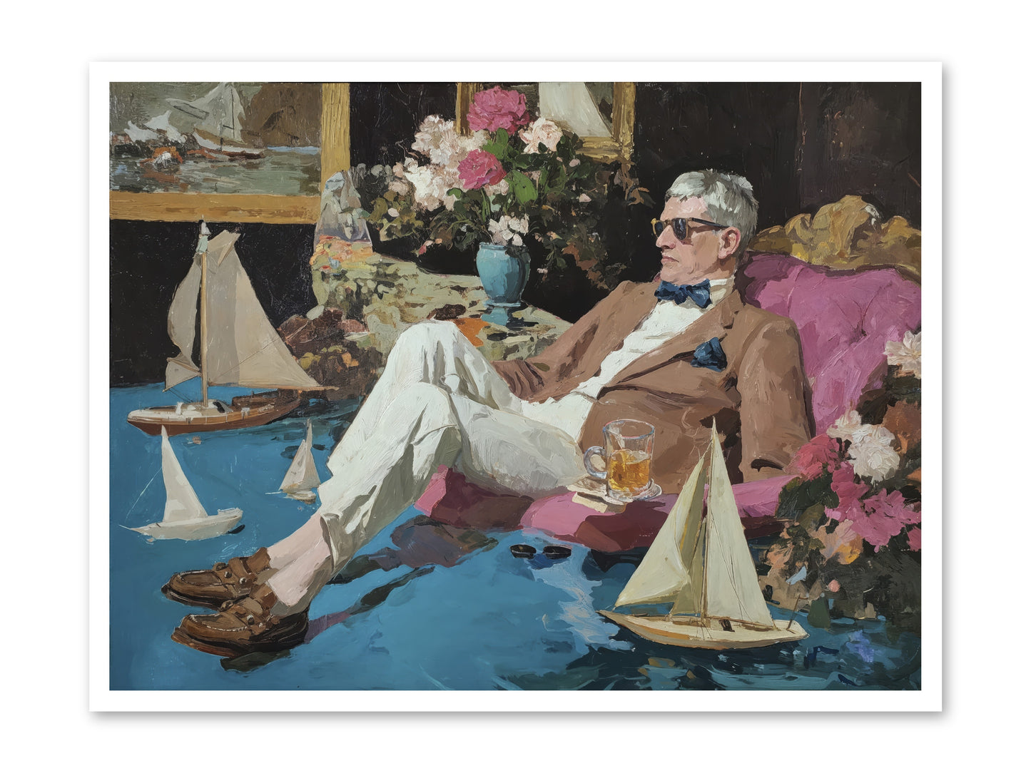 He Called It Working From Home -- Loose Canvas Print 40x30