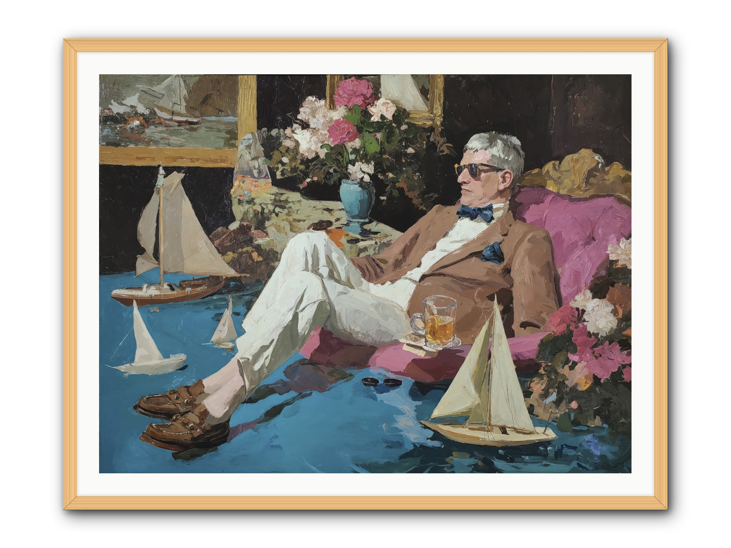 He Called It Working From Home -- Framed Print - Natural 48x36