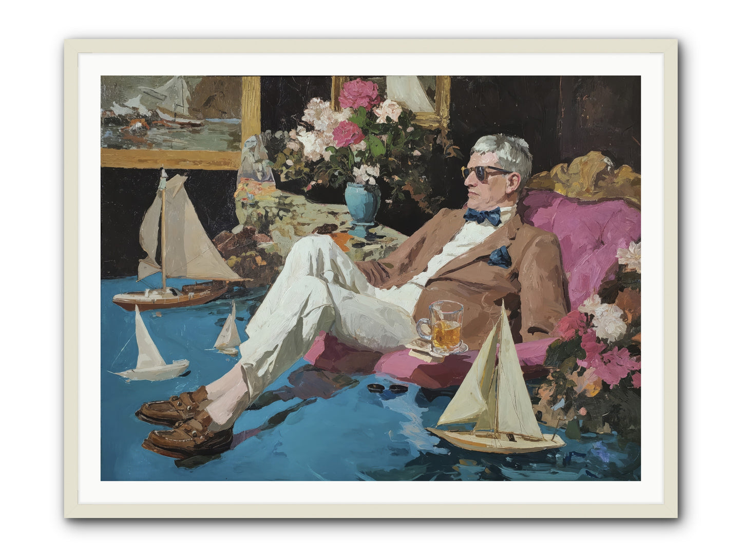 He Called It Working From Home -- Framed Print - White 48x36