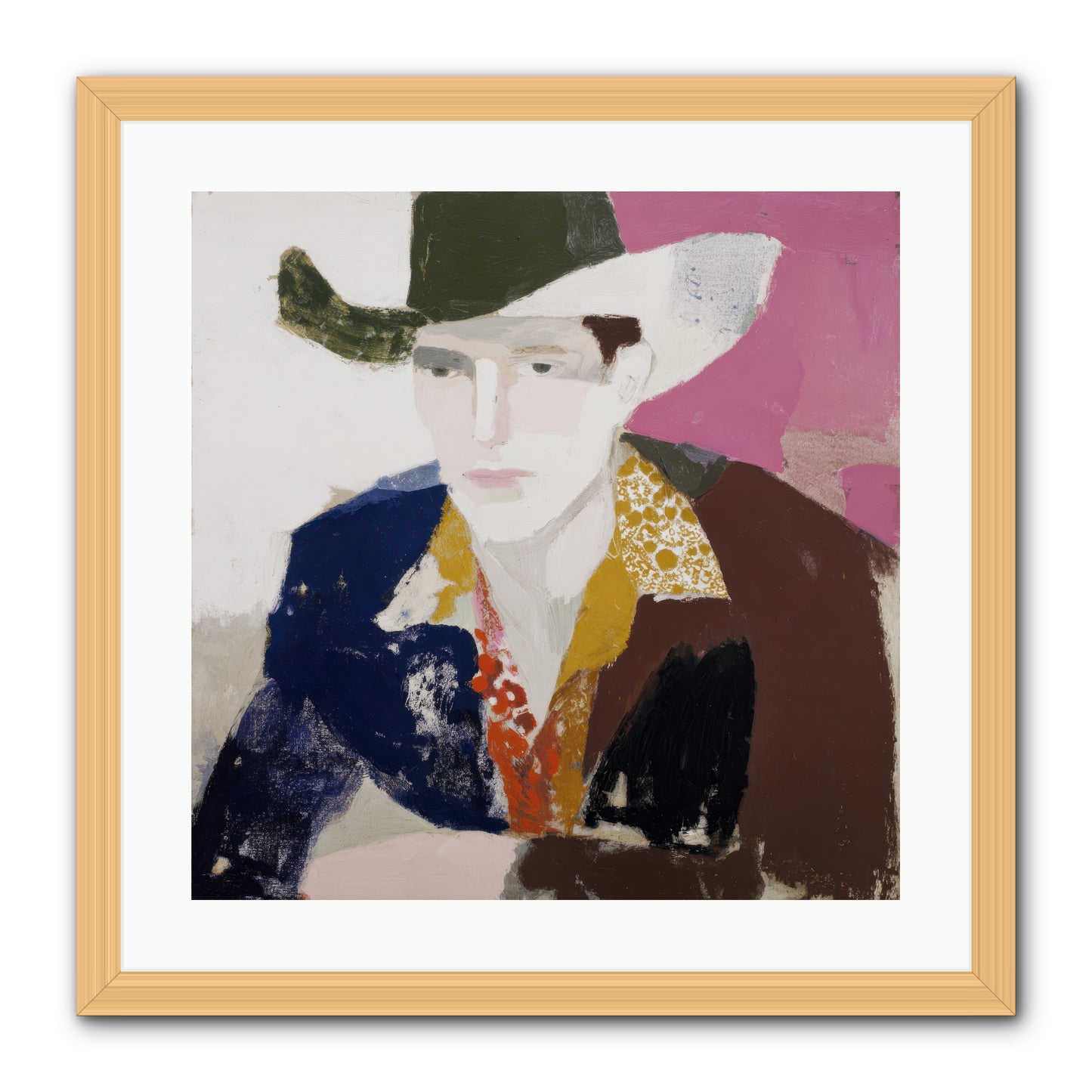 He Wore His Stories -- Framed Print - Natural 20x20