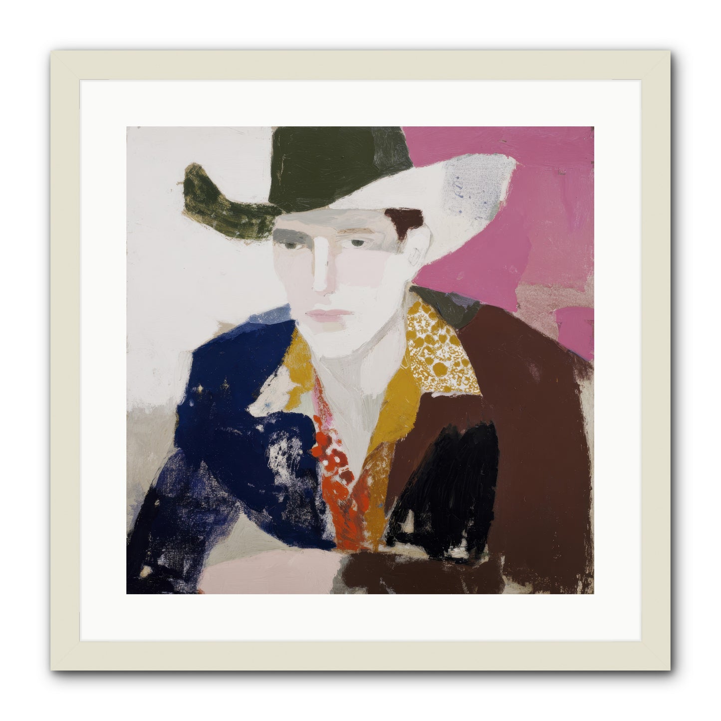 He Wore His Stories -- Framed Print - White 20x20