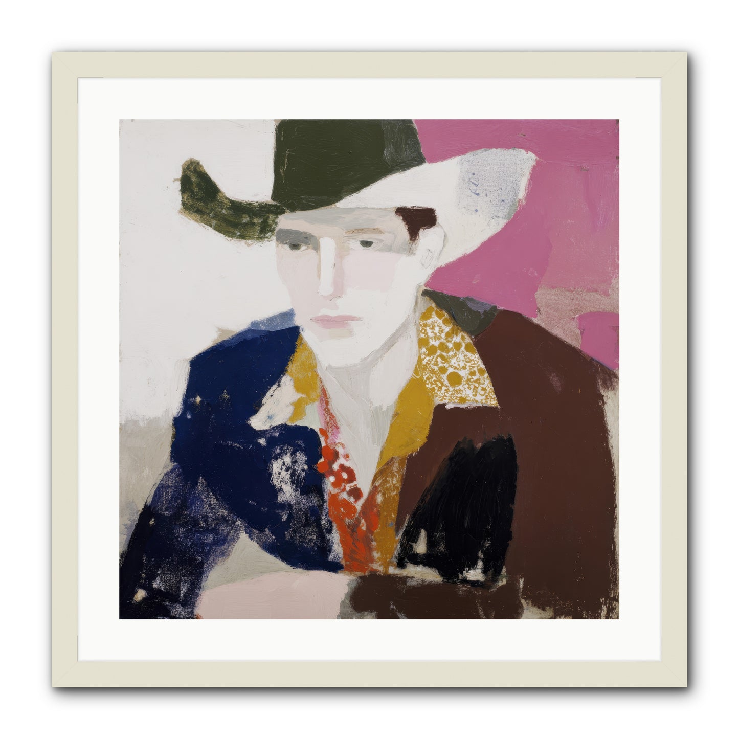 He Wore His Stories -- Framed Print - White 24x24