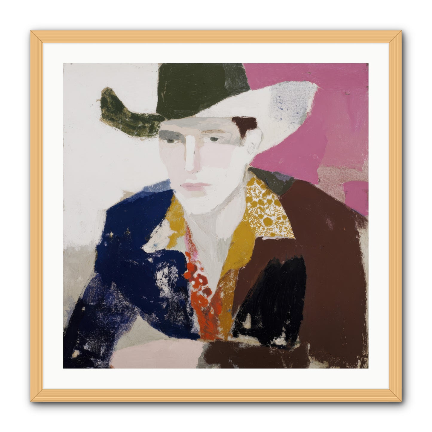 He Wore His Stories -- Framed Print - Natural 30x30