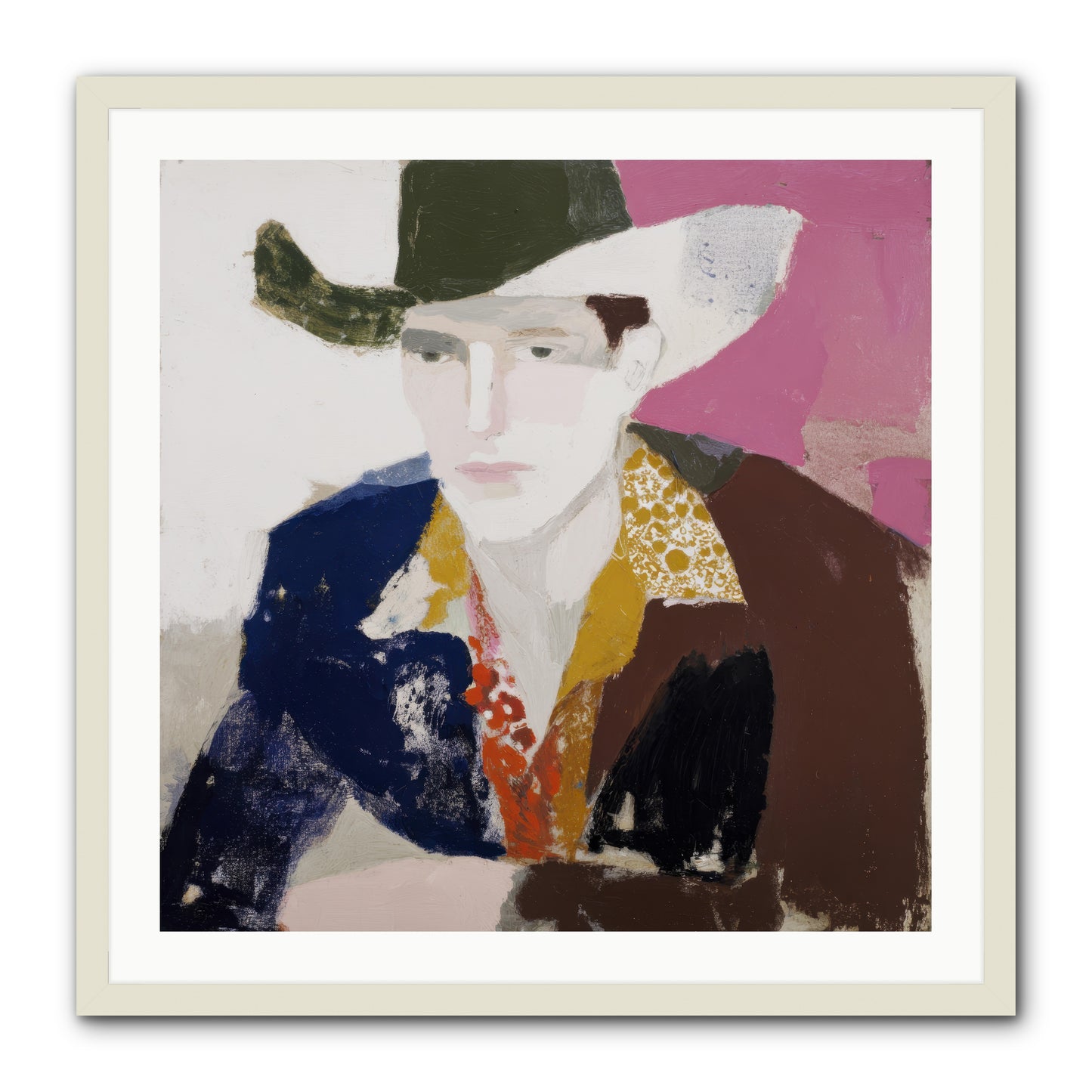 He Wore His Stories -- Framed Print - White 30x30