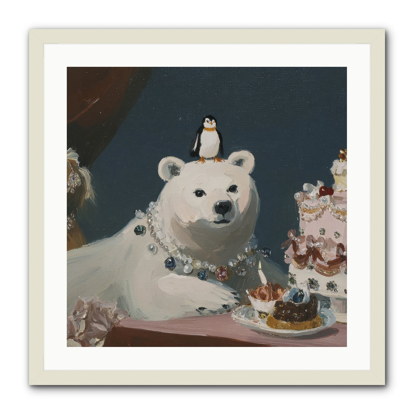 Hearts Written on Clouds -- Framed Print - White 24x24