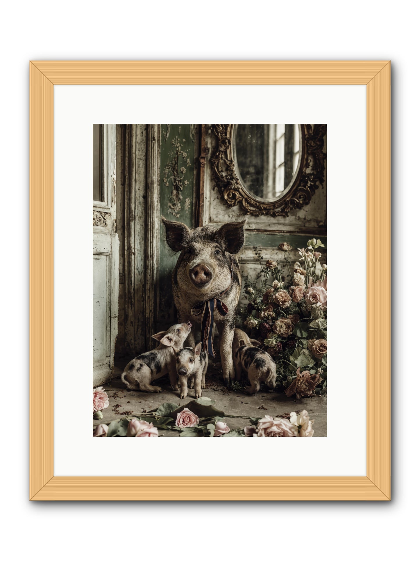 Heartscript -- Framed Print - Natural 12x16